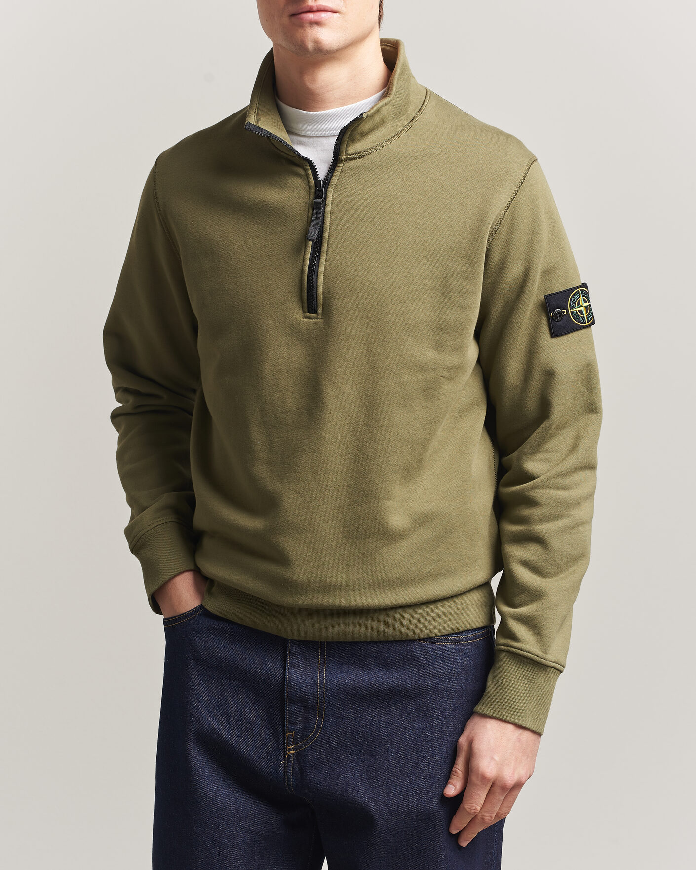 Homme | Pulls Et Tricots | Stone Island | Garment Dyed Fleece Half Zip Military Green