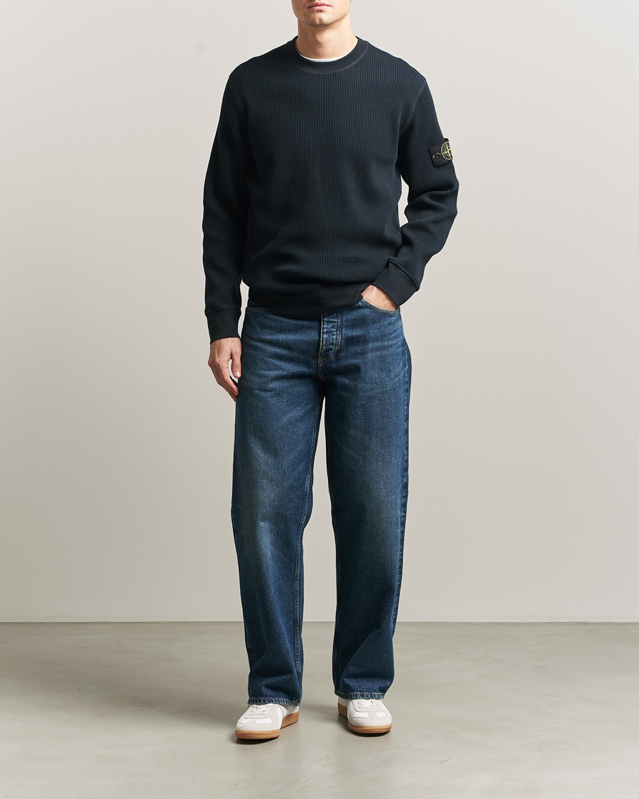 Homme | Pulls Et Tricots | Stone Island | Organic Cotton Waffle Fleece Sweatshirt Navy