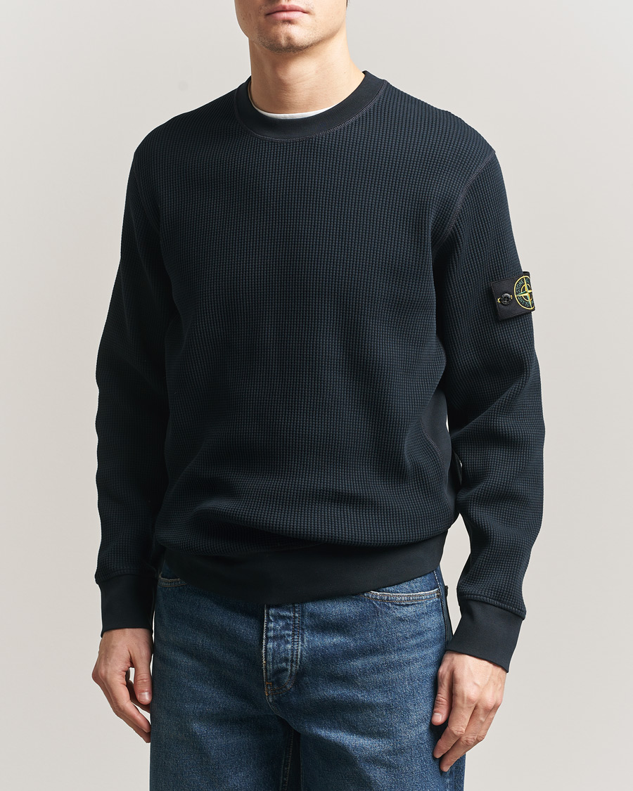 Homme | Pulls Et Tricots | Stone Island | Organic Cotton Waffle Fleece Sweatshirt Navy