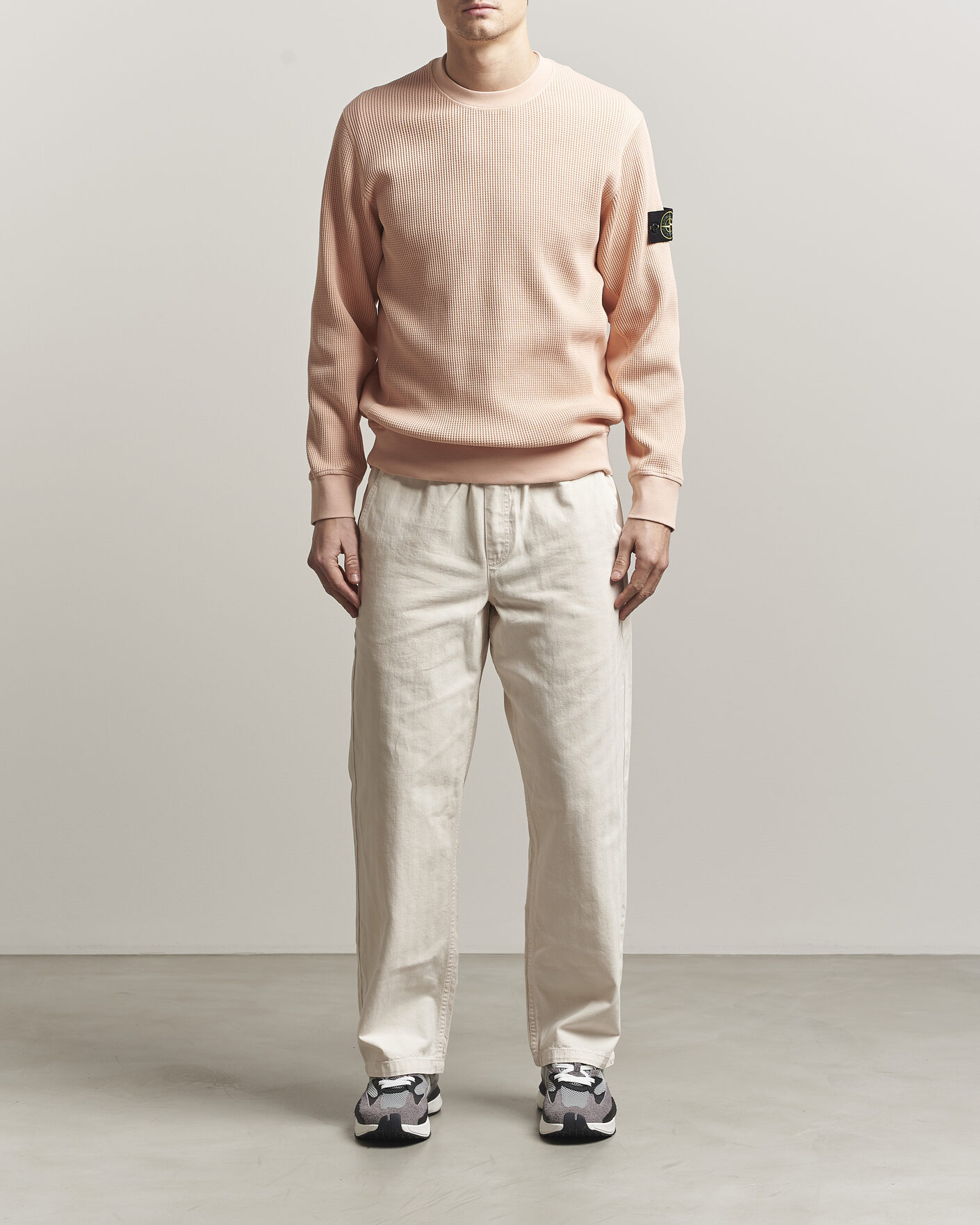 Homme | Pulls Et Tricots | Stone Island | Organic Cotton Waffle Fleece Sweatshirt Plaster Pink