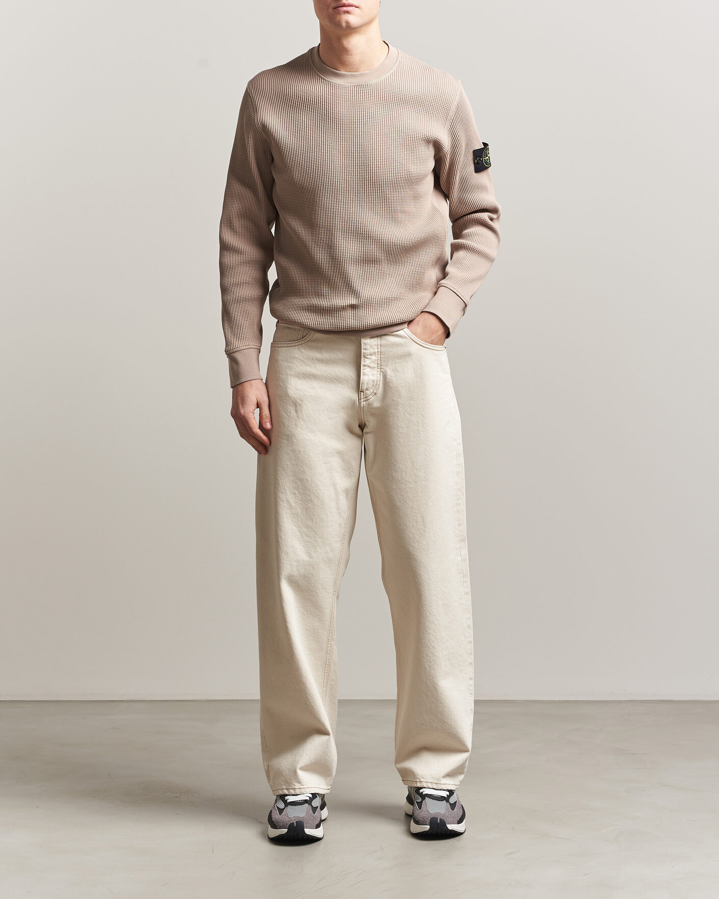 Homme | Pulls Et Tricots | Stone Island | Organic Cotton Waffle Fleece Sweatshirt Desert