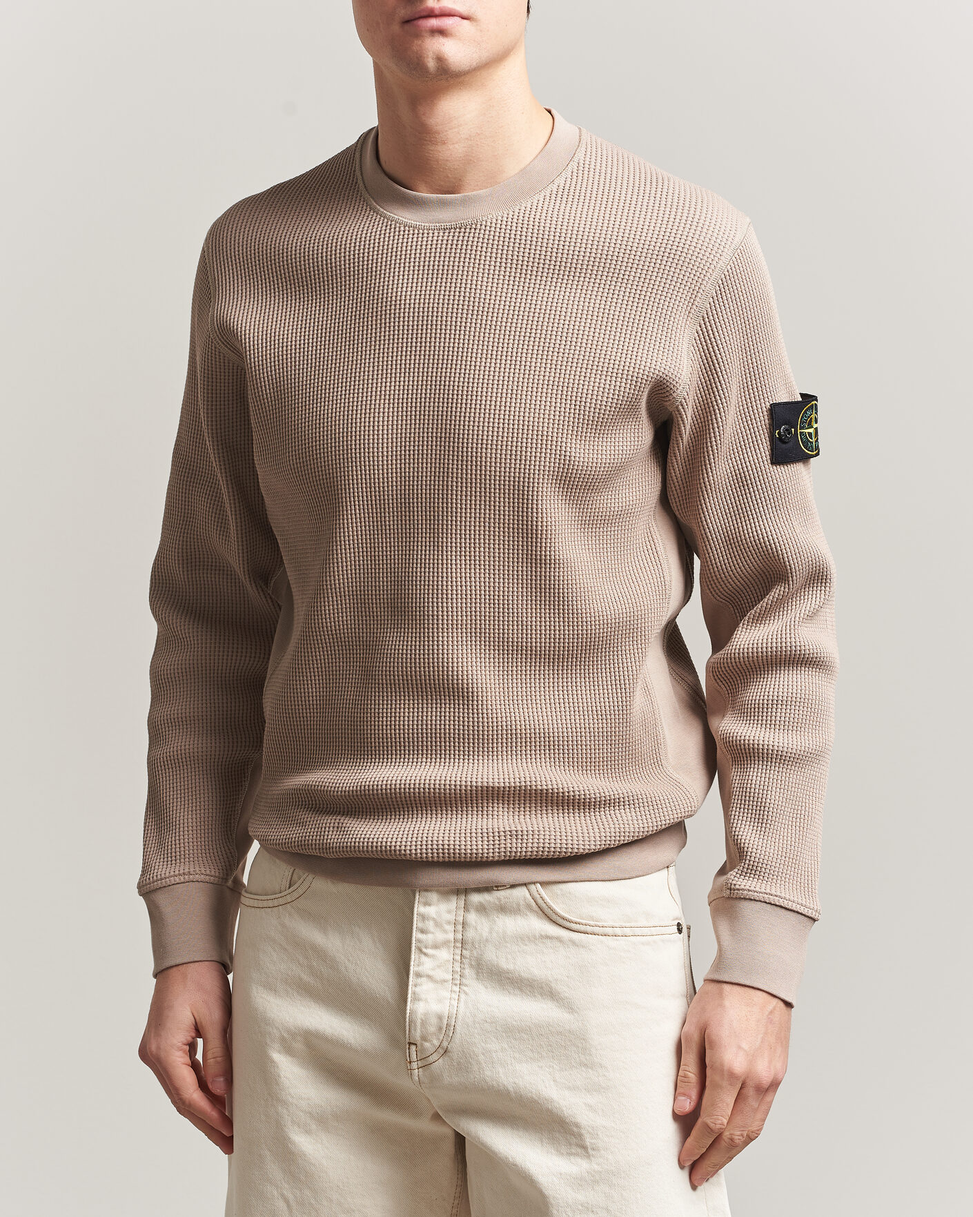 Homme | Pulls Et Tricots | Stone Island | Organic Cotton Waffle Fleece Sweatshirt Desert