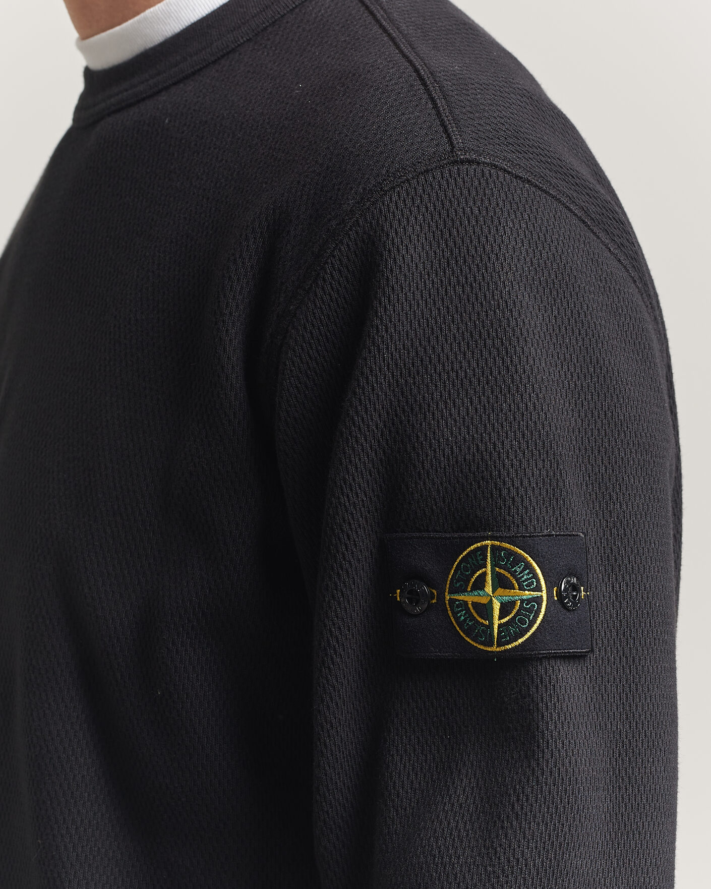 Homme | Pulls Et Tricots | Stone Island | Mesh Stitch Organic Cotton Fleece Crewneck Black