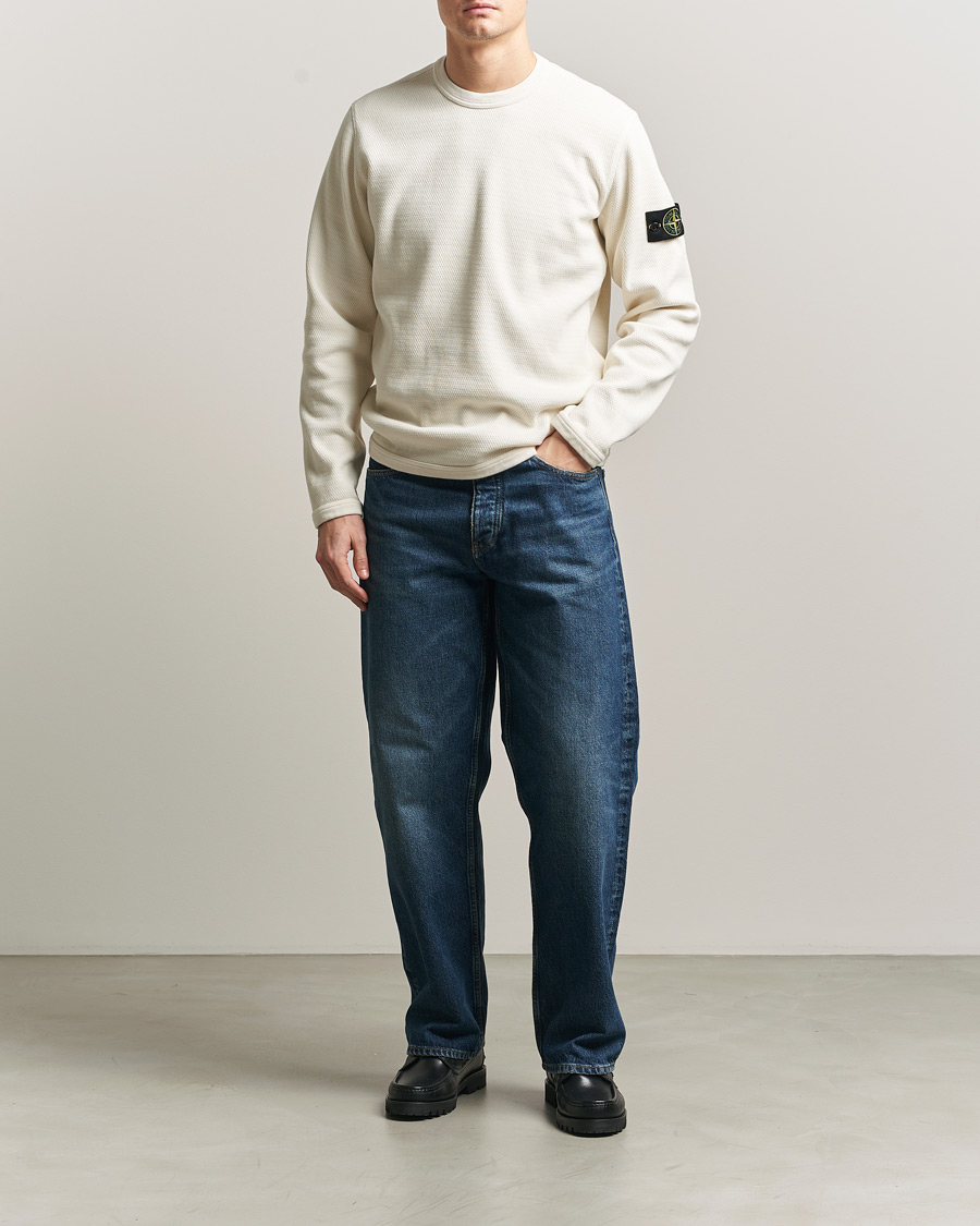 Homme | Pulls Et Tricots | Stone Island | Mesh Stitch Organic Cotton Fleece Crewneck Ivory