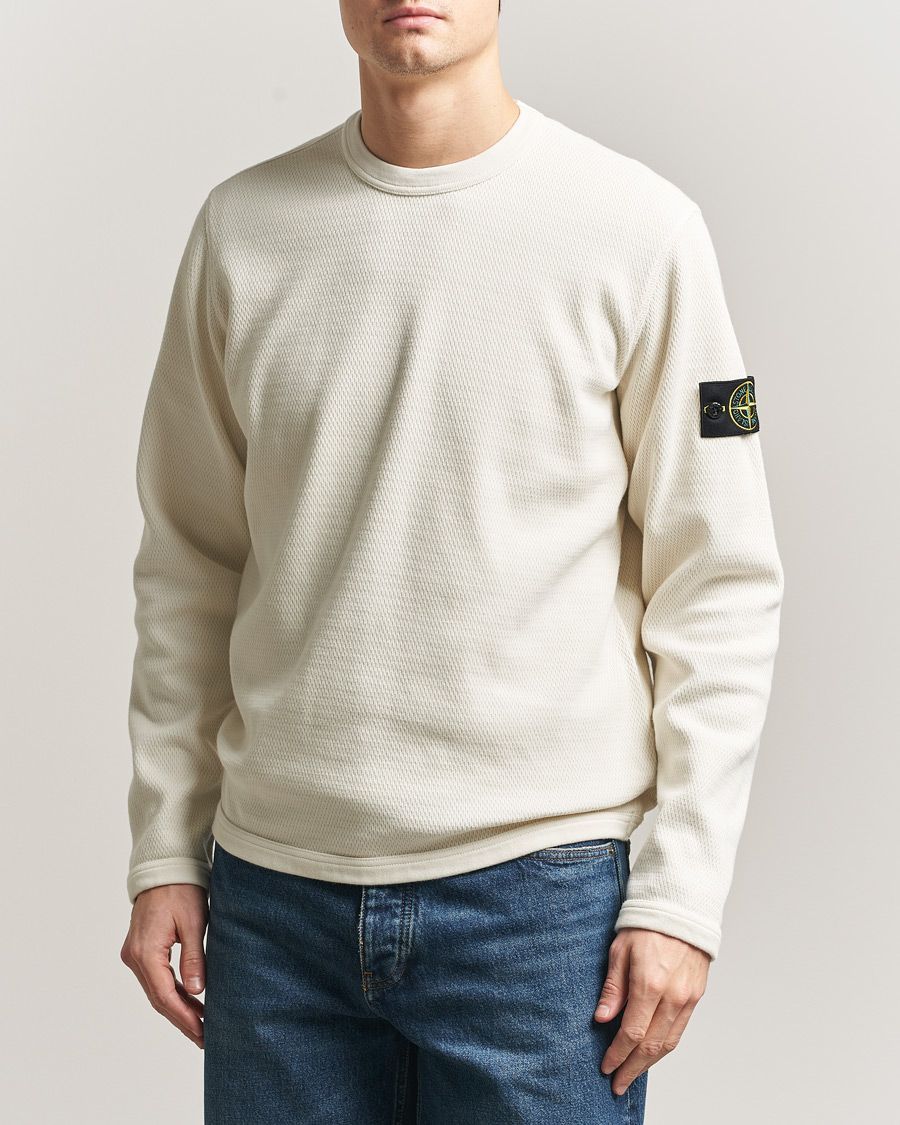 Homme | Pulls Et Tricots | Stone Island | Mesh Stitch Organic Cotton Fleece Crewneck Ivory