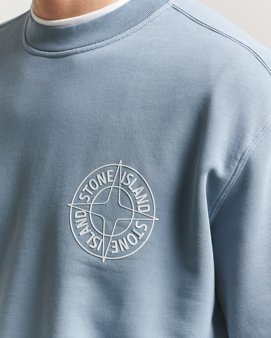 Homme | Pulls Et Tricots | Stone Island | Cotton Fleece Printed Logo Sweatshirt Dark Blue