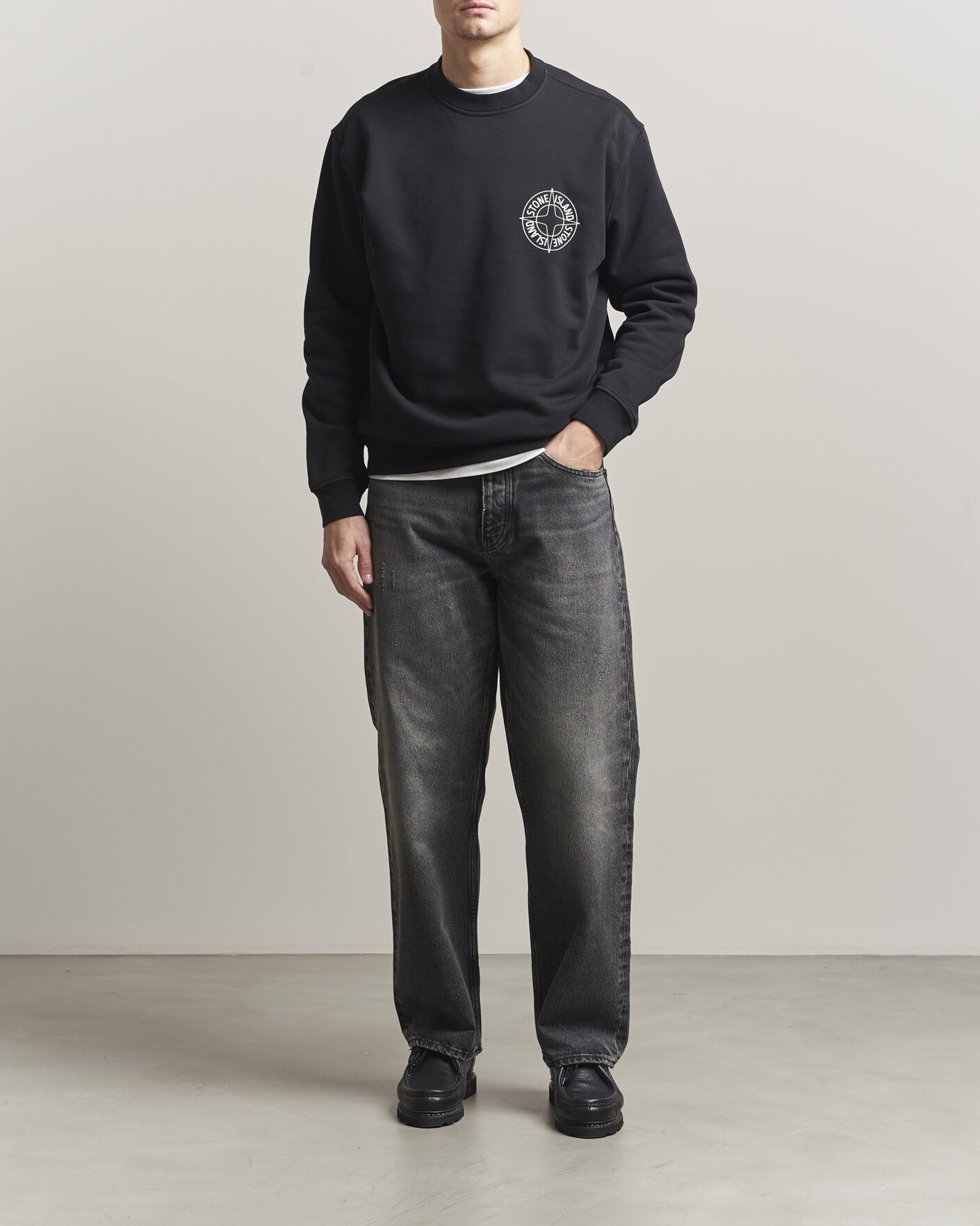 Homme | Pulls Et Tricots | Stone Island | Cotton Fleece Printed Logo Sweatshirt Black