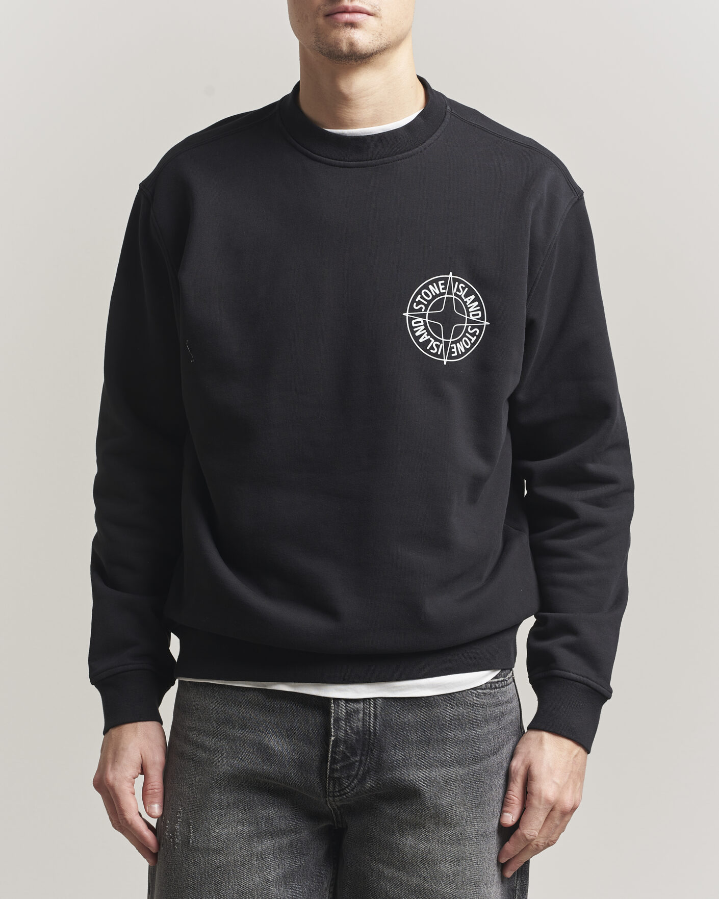 Homme | Pulls Et Tricots | Stone Island | Cotton Fleece Printed Logo Sweatshirt Black