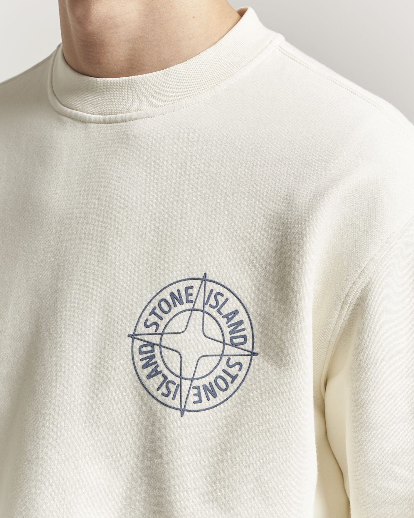 Homme | Pulls Et Tricots | Stone Island | Cotton Fleece Printed Logo Sweatshirt Ivory