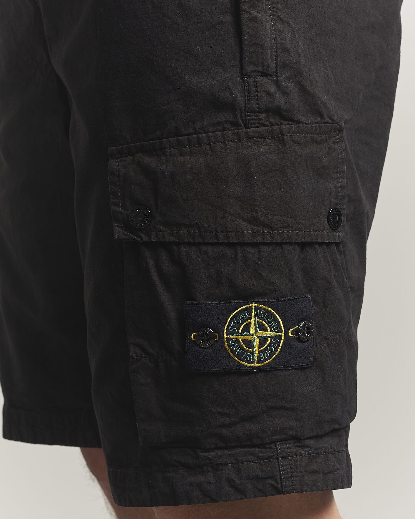 Homme | Shorts | Stone Island | Brushed Cotton Canvas Cargo Shorts Black