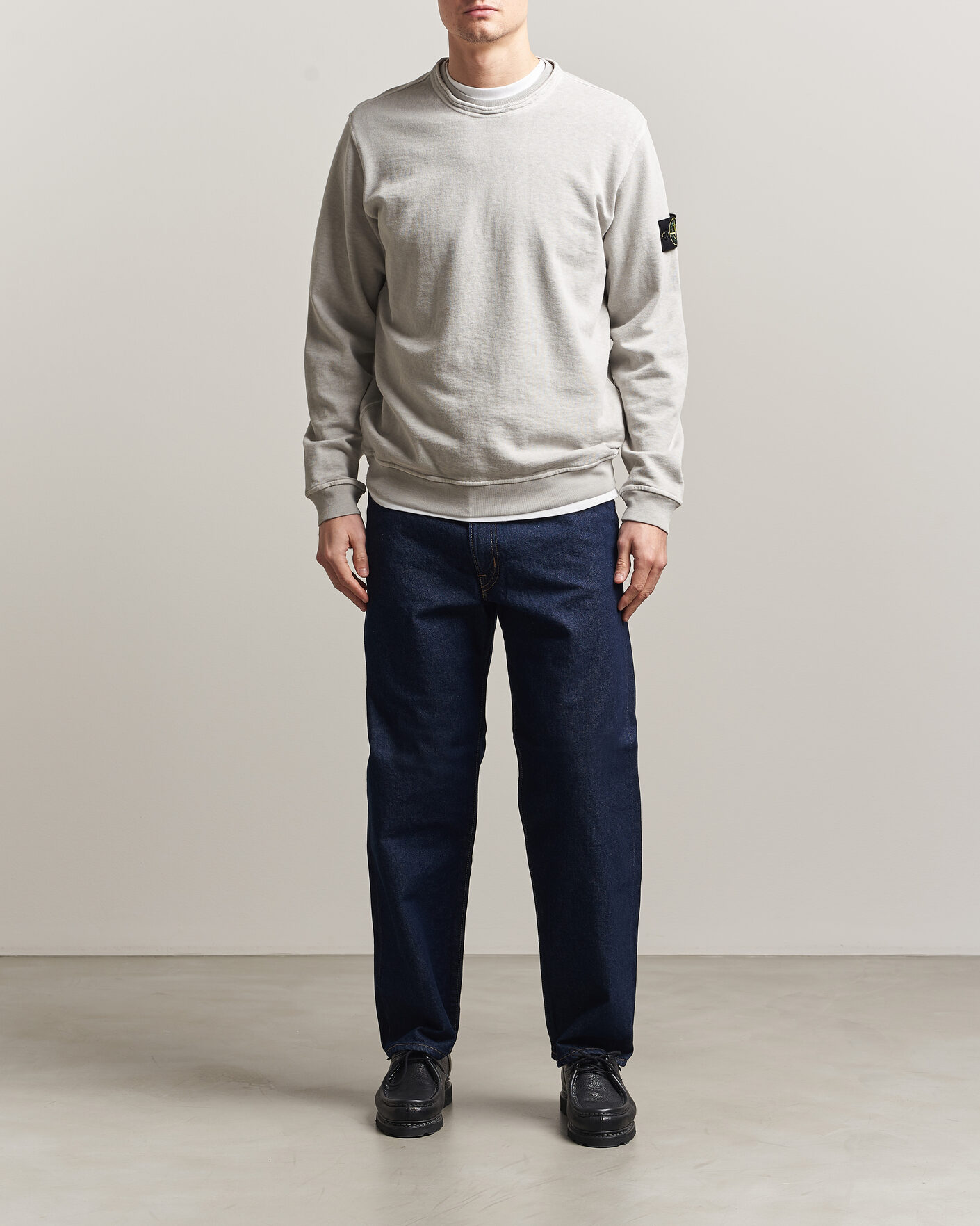 Homme | Pulls Et Tricots | Stone Island | Old Dyed Cotton Sweatshirt Pearl Grey