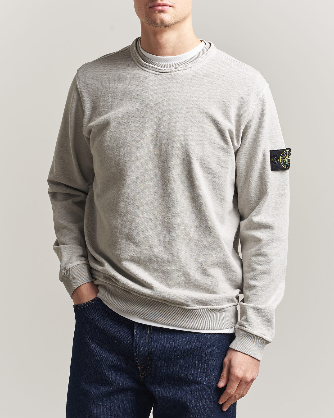 Homme | Pulls Et Tricots | Stone Island | Old Dyed Cotton Sweatshirt Pearl Grey