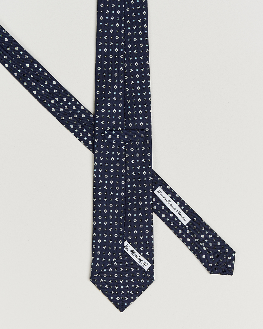 Homme | Cravates | E. Marinella | 3-Fold Printed Silk Tie Navy
