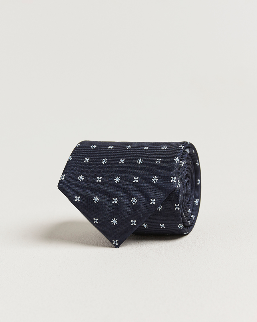 Homme | Cravates | E. Marinella | 3-Fold Printed Silk Tie Navy