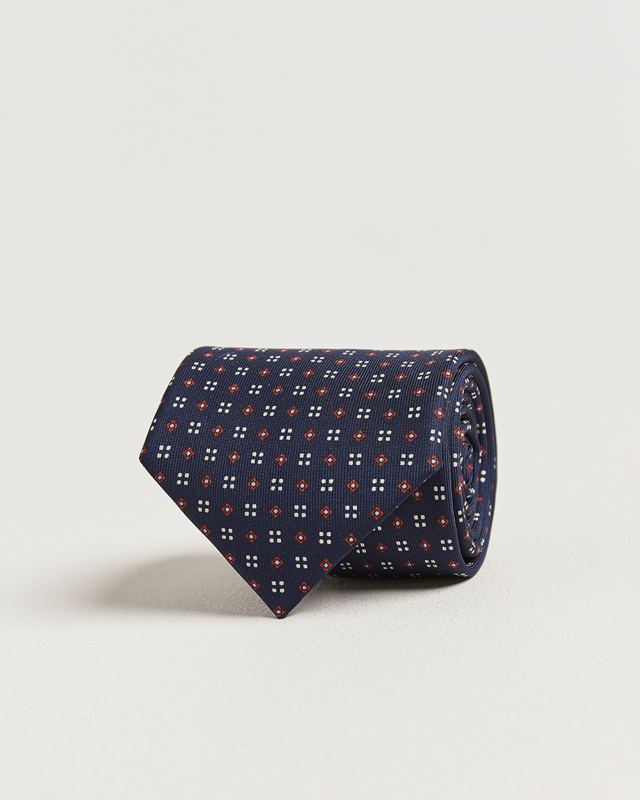 Homme | Cravates | E. Marinella | 3-Fold Printed Silk Tie Navy