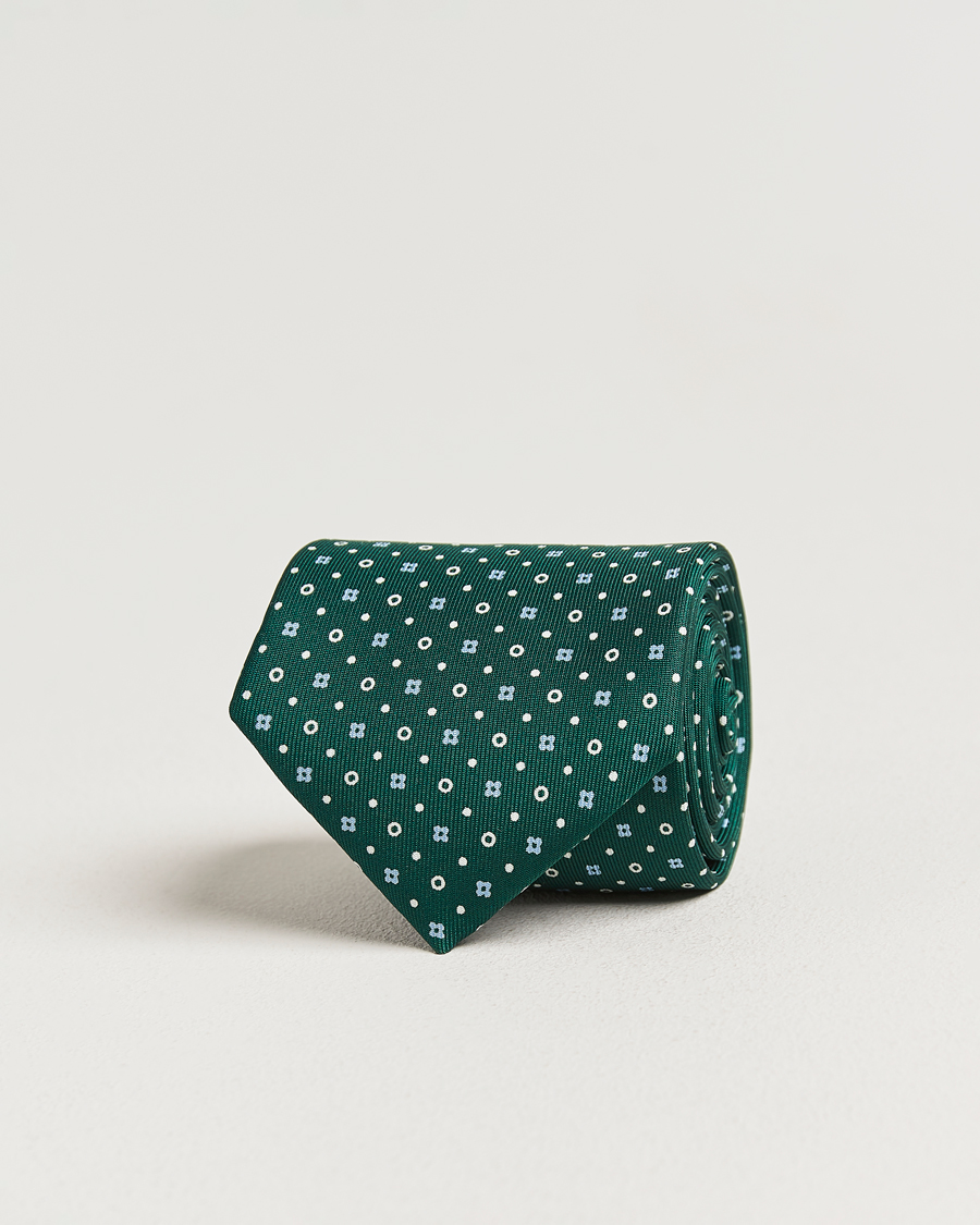 Homme | Cravates | E. Marinella | 3-Fold Printed Silk Tie Dark Green