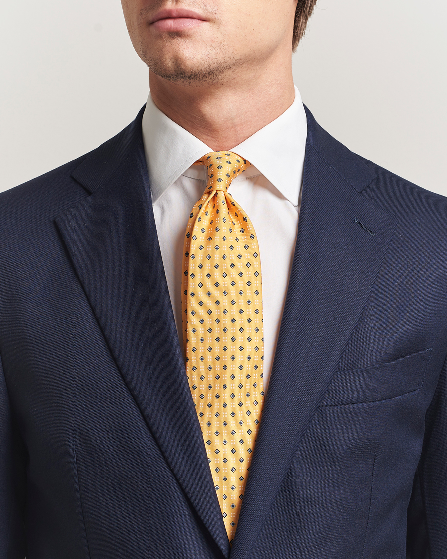 Homme | Cravates | E. Marinella | 3-Fold Printed Silk Tie Yellow