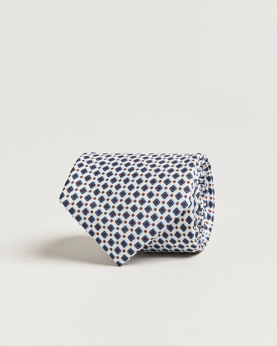 Homme | Cravates | E. Marinella | 3-Fold Printed Silk Tie Blue/White
