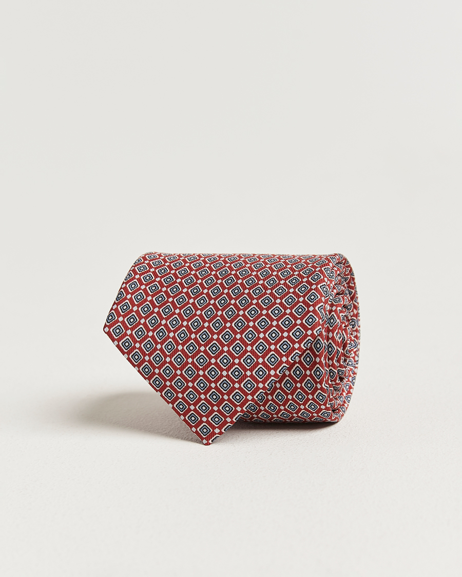 Homme | Cravates | E. Marinella | 3-Fold Printed Silk Tie Red