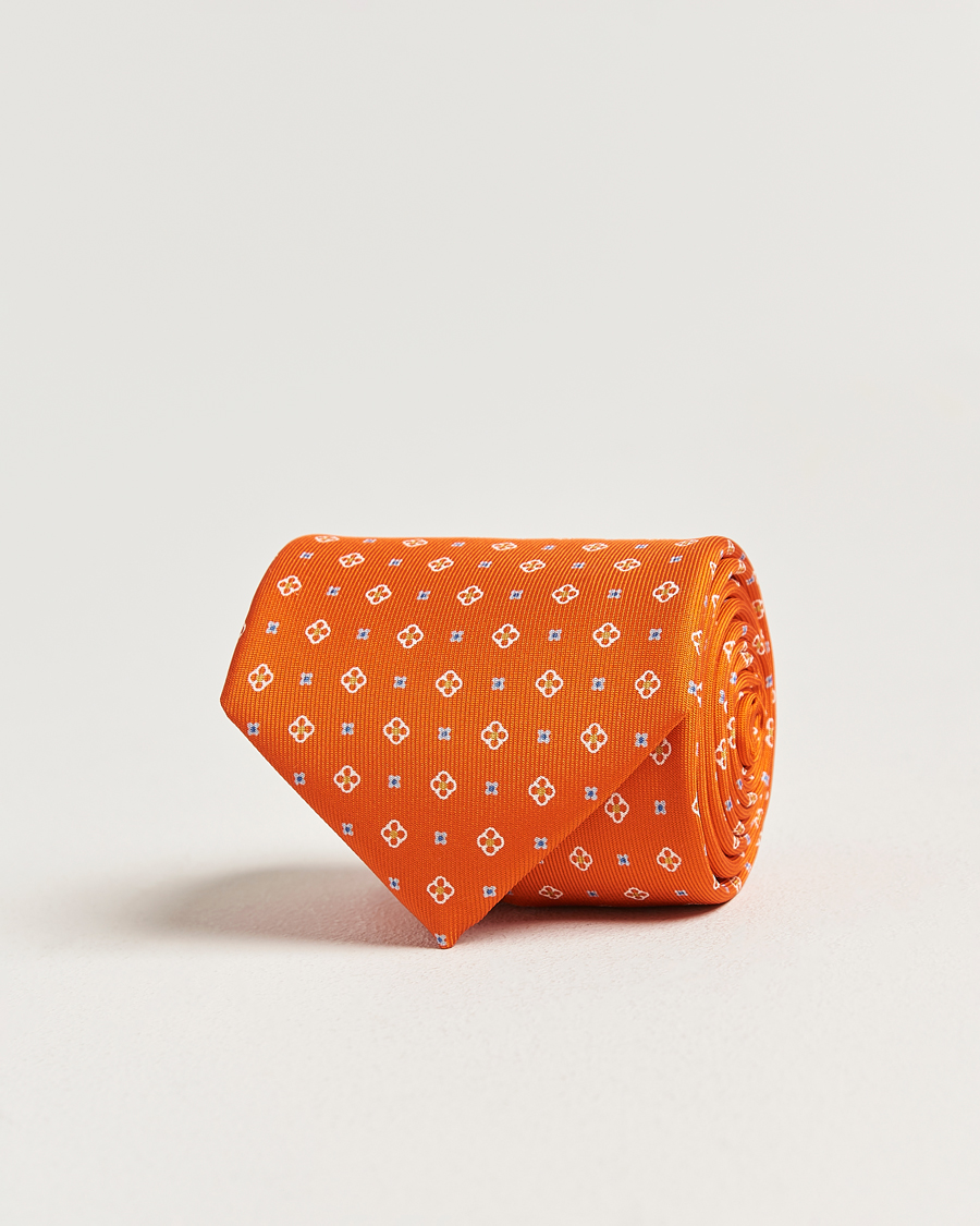 Homme | Cravates | E. Marinella | 3-Fold Printed Silk Tie Orange 