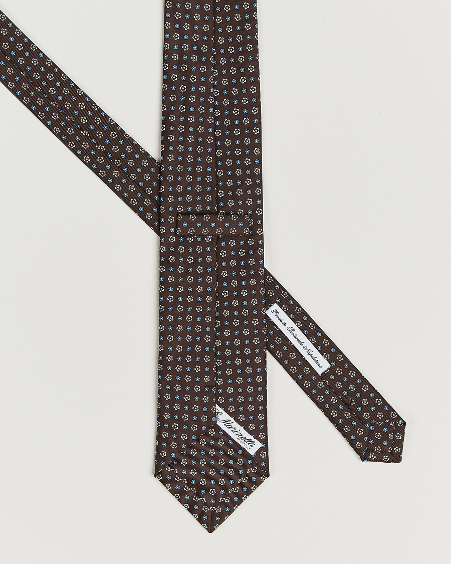 Homme | Cravates | E. Marinella | 3-Fold Printed Silk Tie Brown