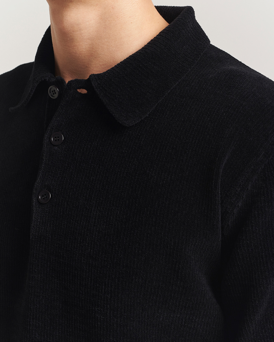 Homme | Polos | Sunflower | Chenile Long Sleeve Polo Black