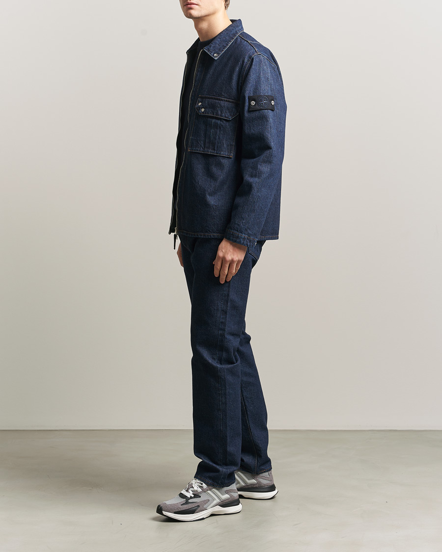 Homme | Manteaux Et Vestes | Stone Island | Denim Zip Shirt Jacket Blue Rinse