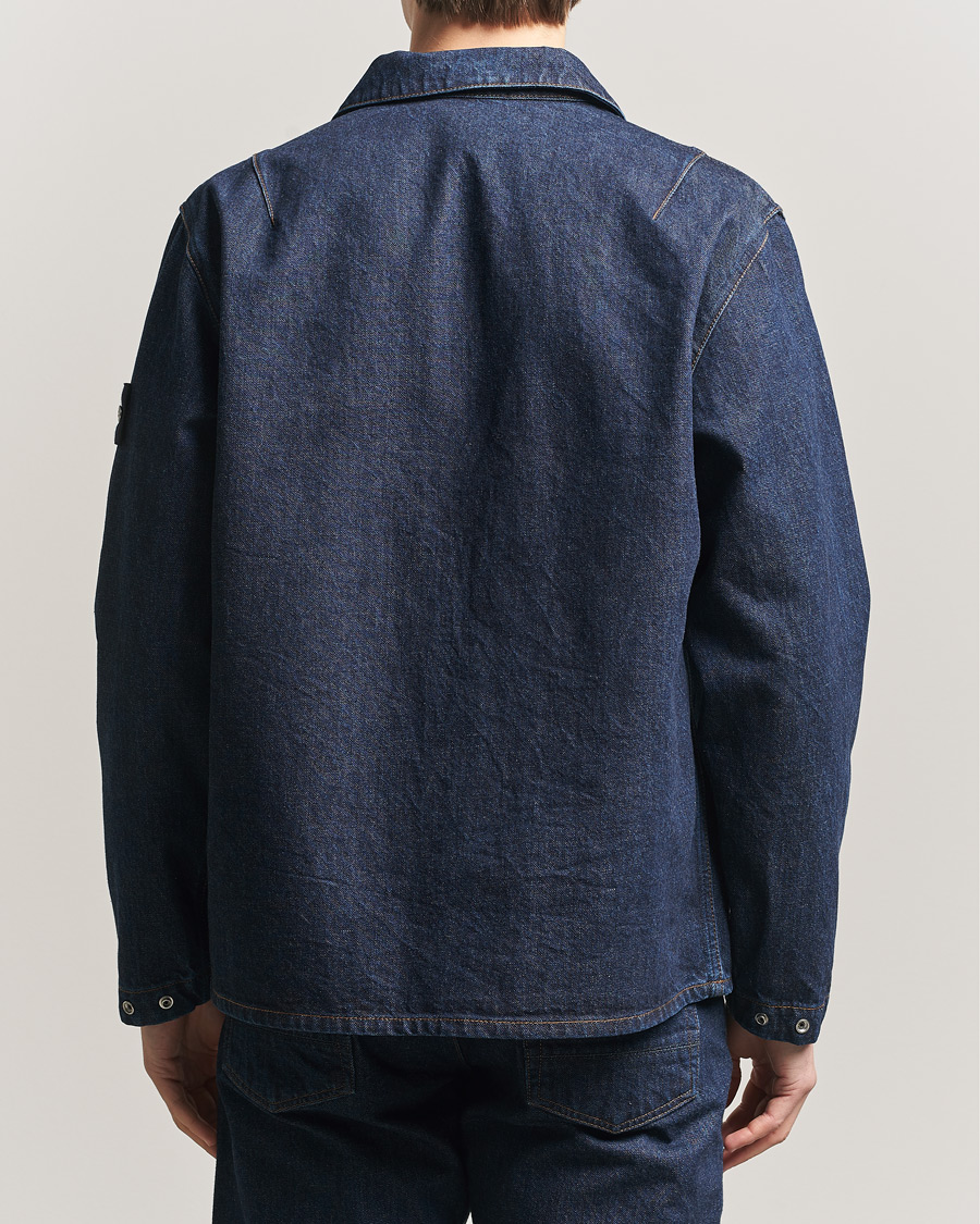 Homme | Manteaux Et Vestes | Stone Island | Denim Zip Shirt Jacket Blue Rinse