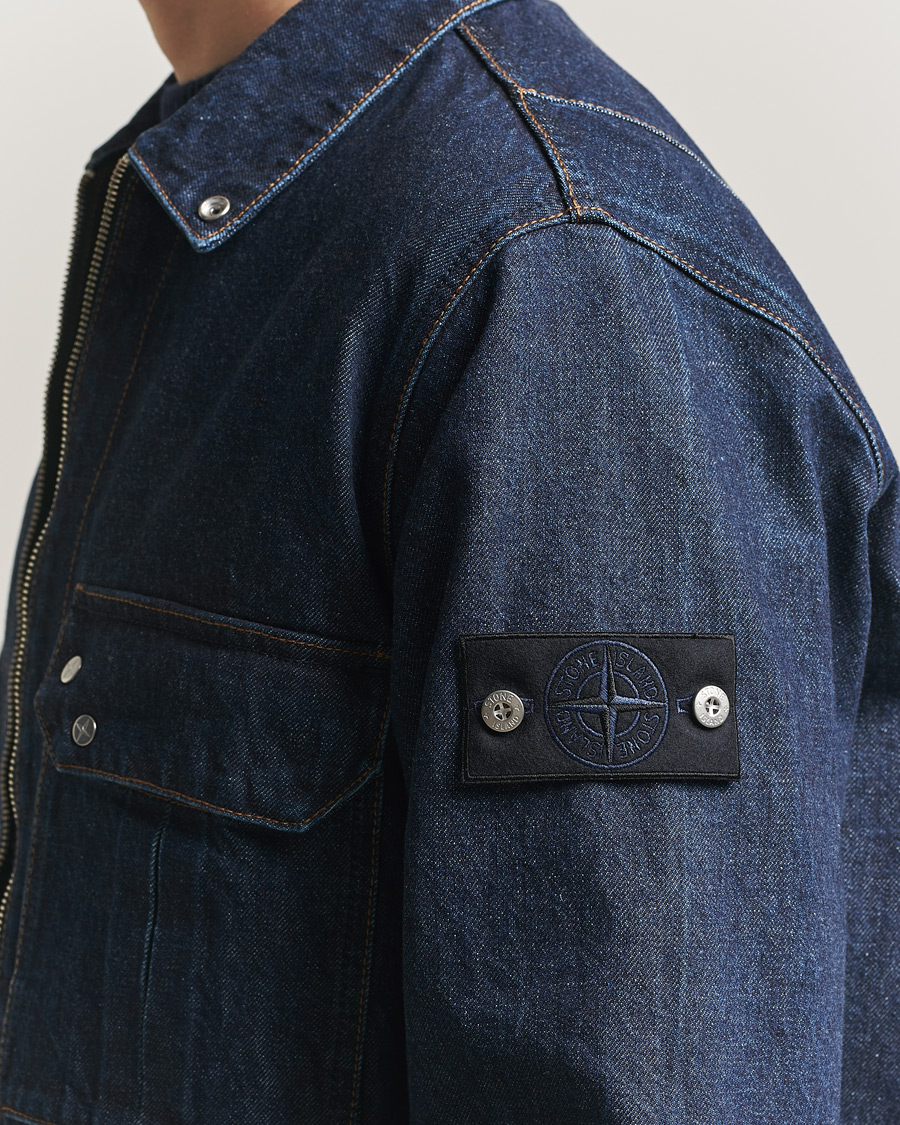 Homme | Manteaux Et Vestes | Stone Island | Denim Zip Shirt Jacket Blue Rinse