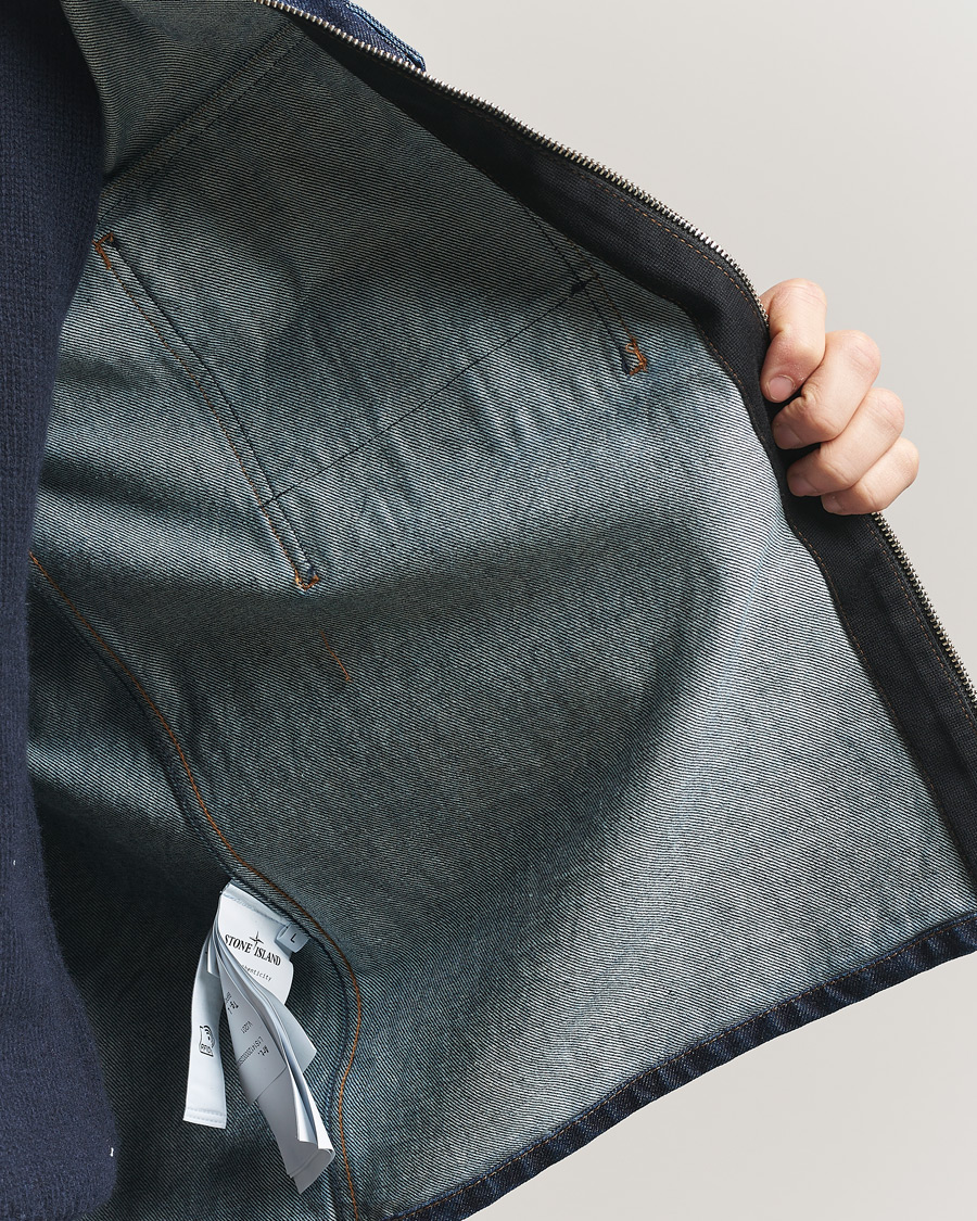 Homme | Manteaux Et Vestes | Stone Island | Denim Zip Shirt Jacket Blue Rinse