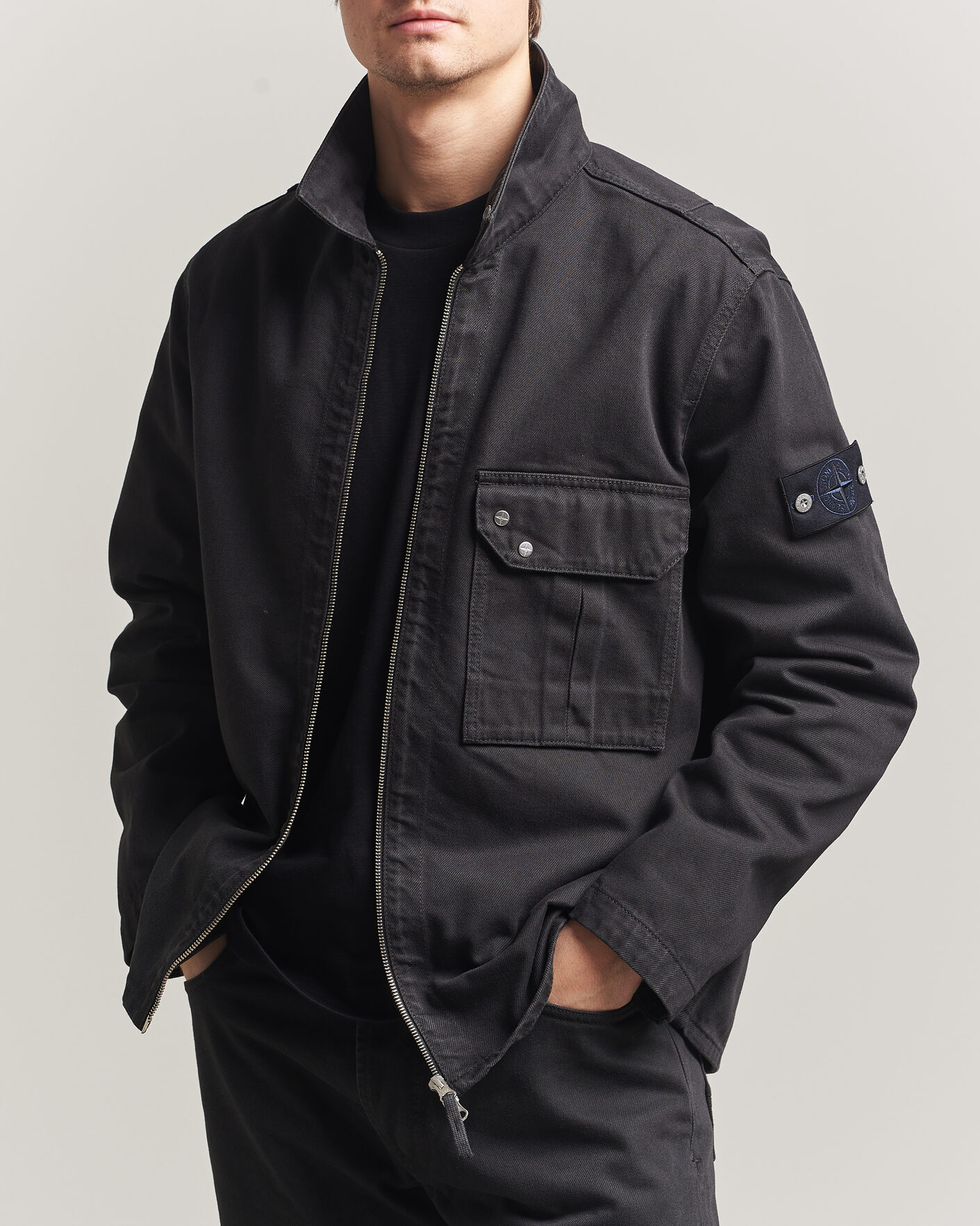 Homme | Manteaux Et Vestes | Stone Island | Denim Zip Overshirt Black