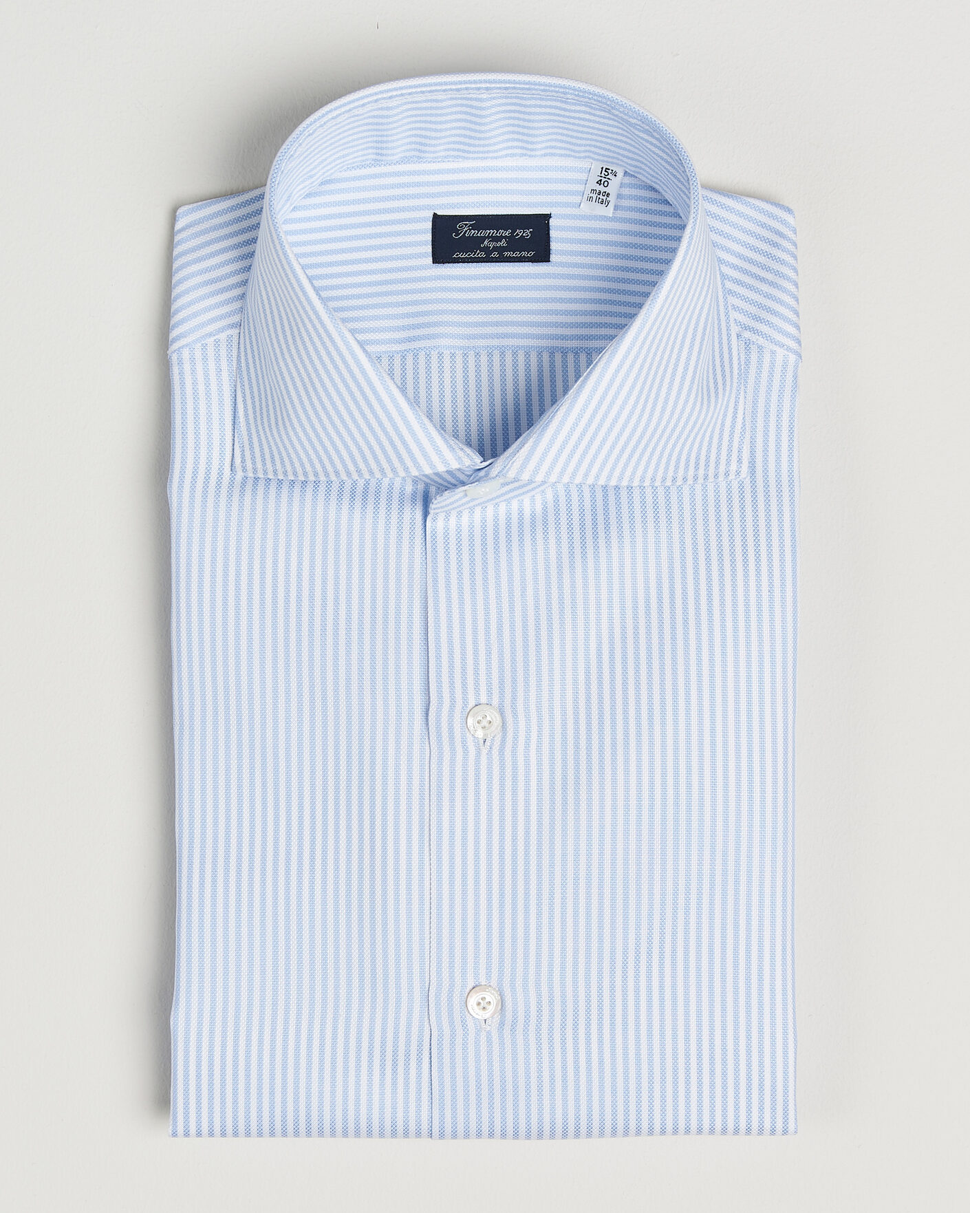 Homme | Chemises | Finamore Napoli | Milano Slim Royal Oxford Dress Shirt Light Blue Stripe