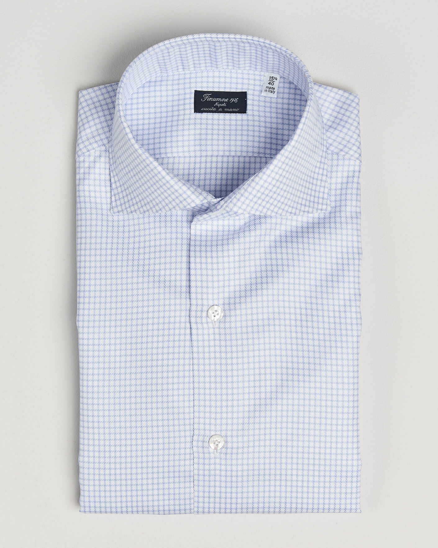 Homme | Chemises | Finamore Napoli | Milano Slim Twill Shirt Light Blue Check