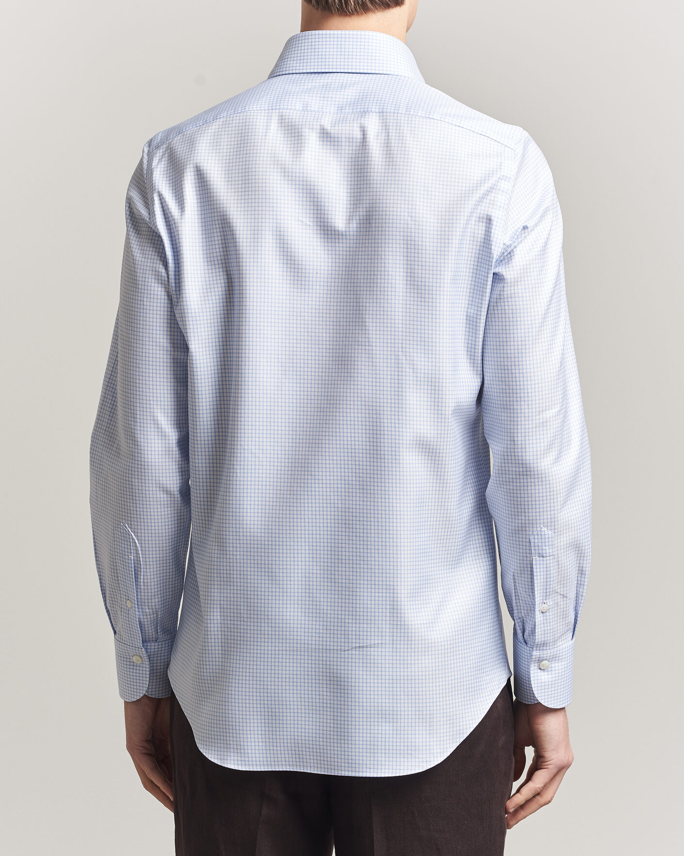 Homme | Chemises | Finamore Napoli | Milano Slim Twill Shirt Light Blue Check