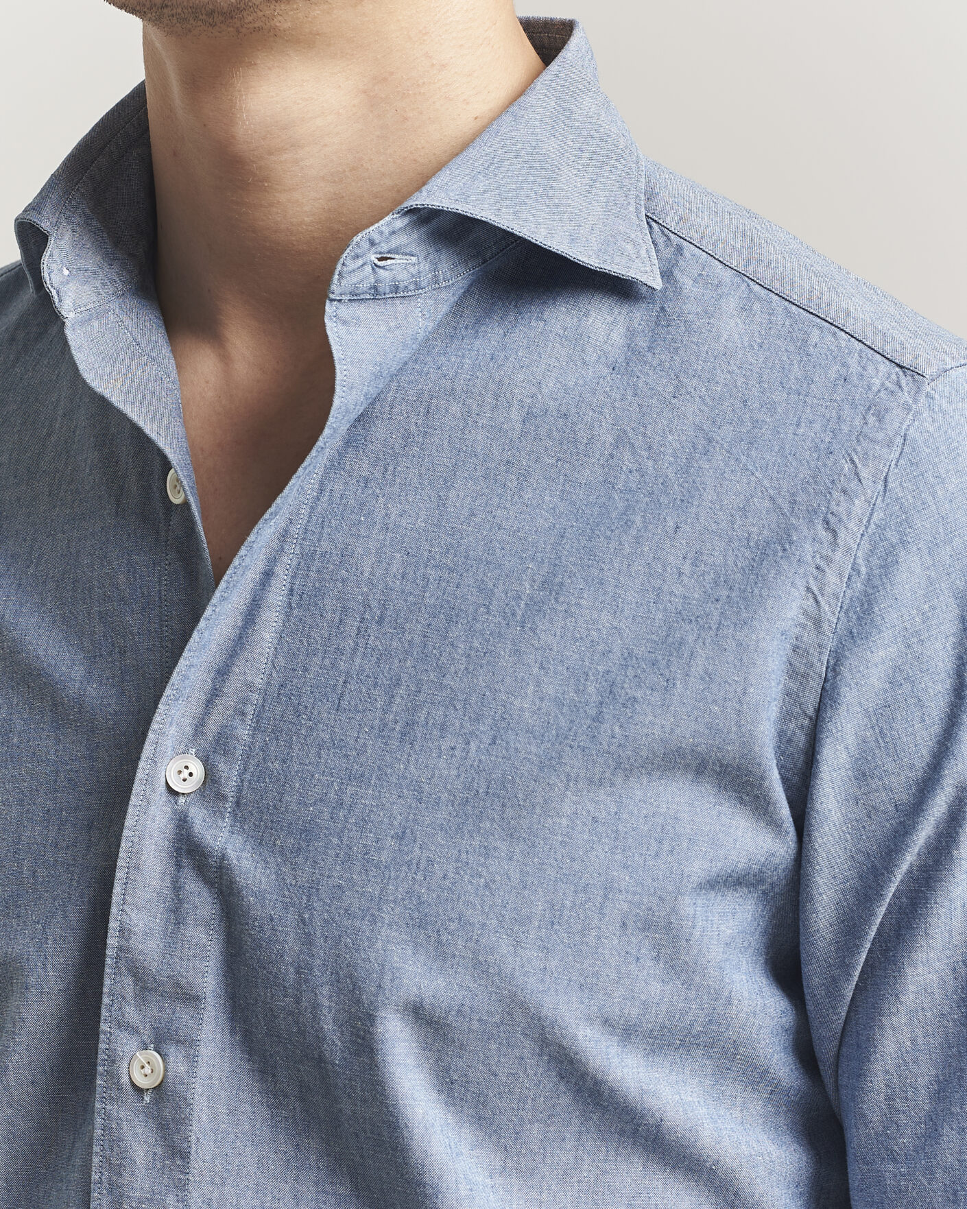 Homme | Chemises | Finamore Napoli | Gaeta Chambray Shirt Light Blue
