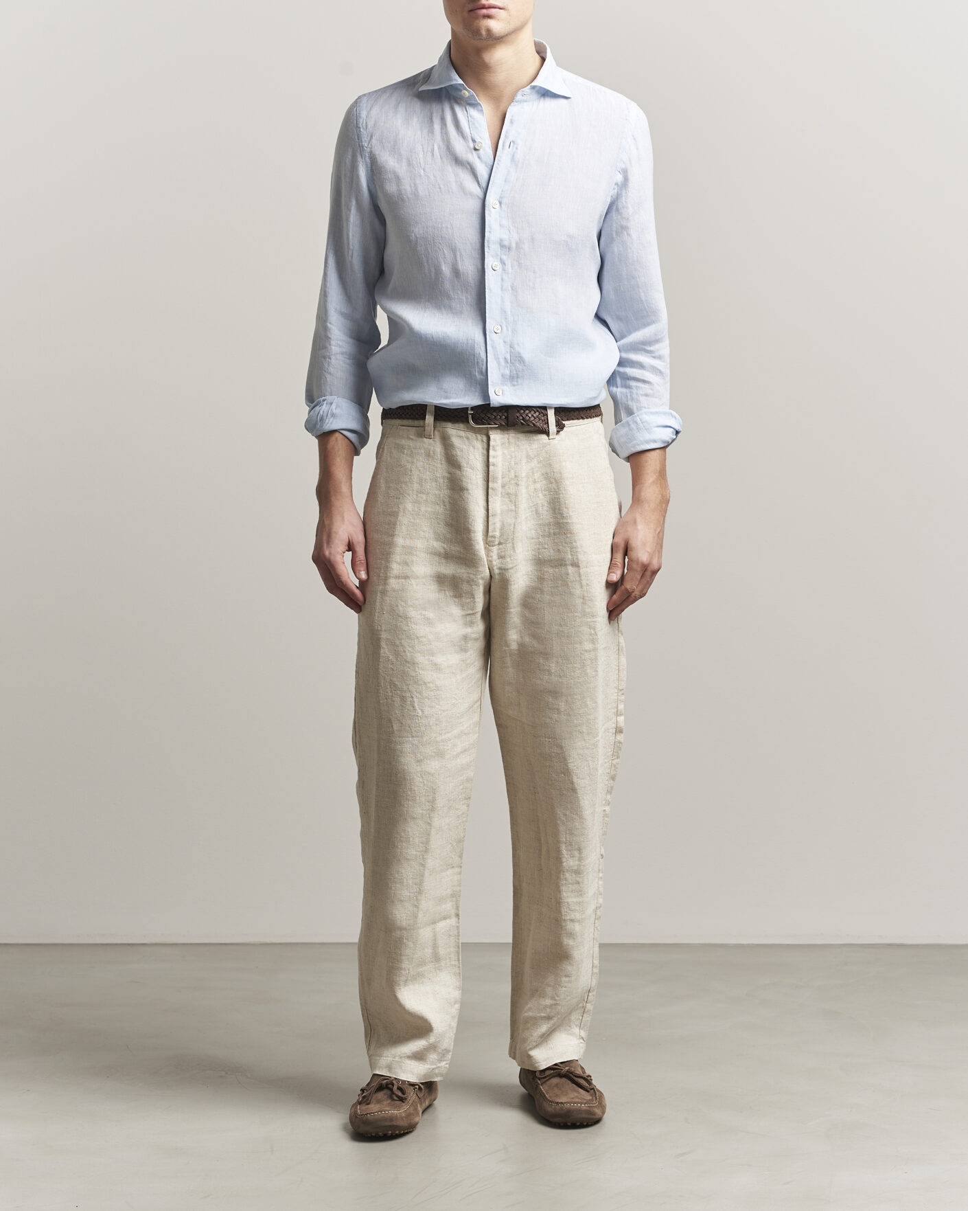 Homme | Chemises | Finamore Napoli | Gaeta Linen Shirt Light Blue