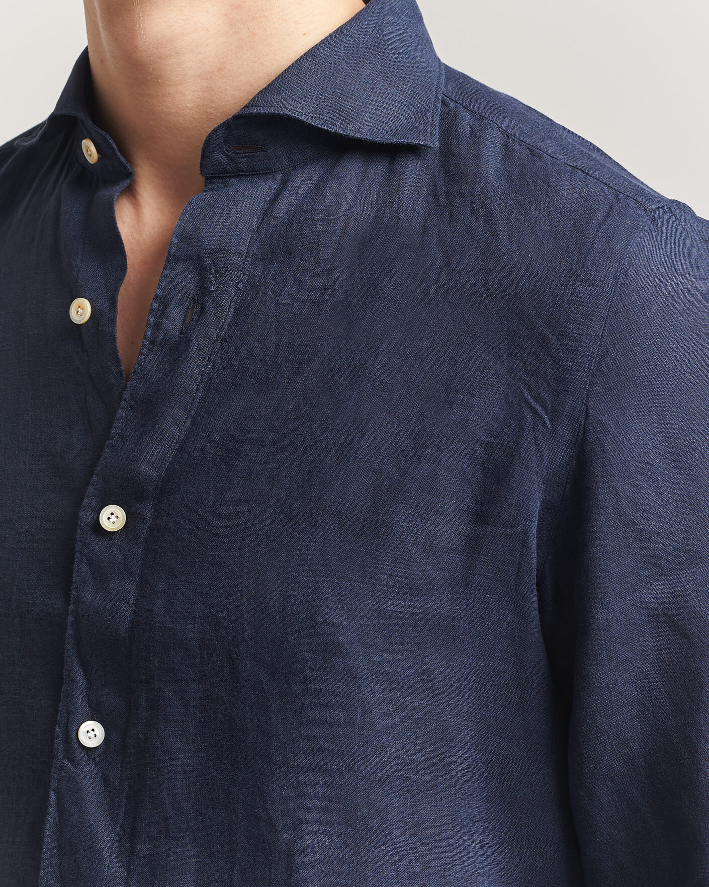 Homme | Chemises | Finamore Napoli | Gaeta Linen Shirt Navy