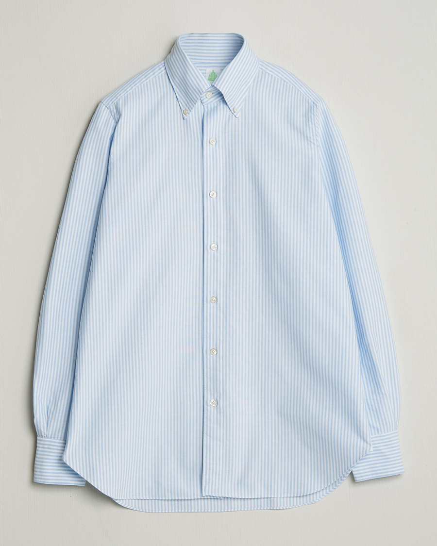 Homme | Chemises | Finamore Napoli | Gaeta Oxford Button Down Shirt Light Blue Stripe