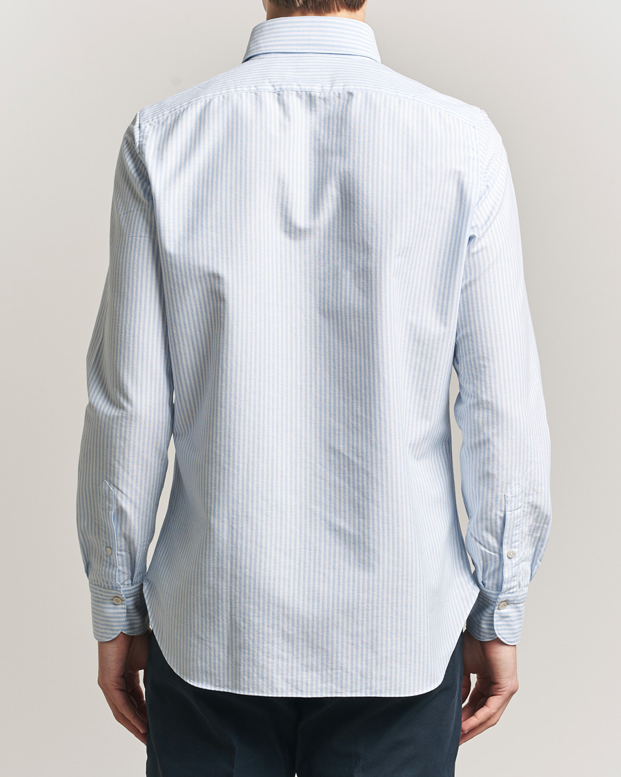Homme | Chemises | Finamore Napoli | Gaeta Oxford Button Down Shirt Light Blue Stripe