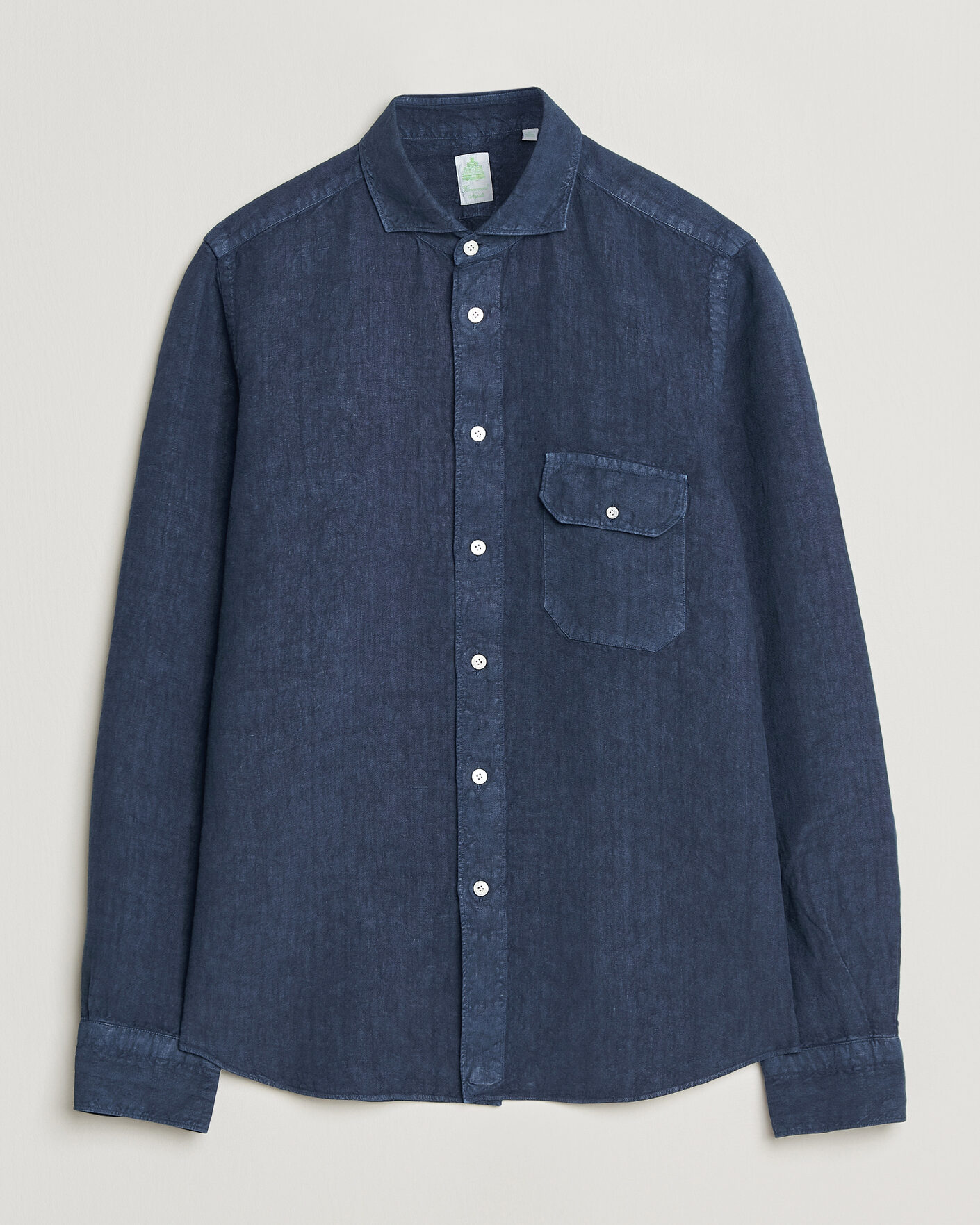 Homme | Chemises | Finamore Napoli | Salina Garment Dyed Linen Overshirt Navy