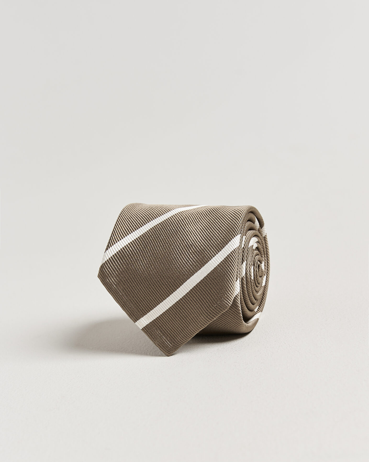 Homme | Cravates | Finamore Napoli | Regimental Stripe Silk Tie Olive/White