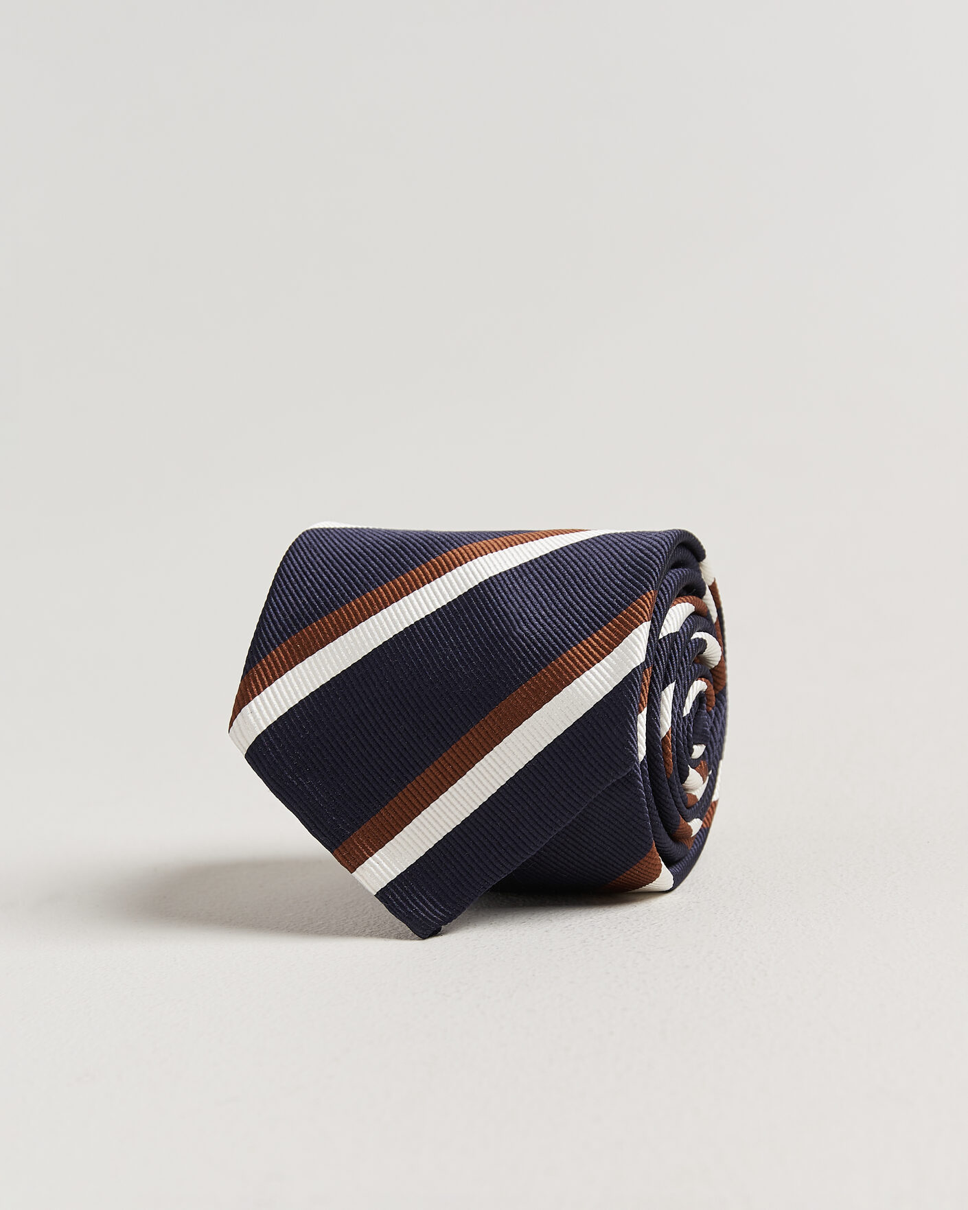 Homme | Cravates | Finamore Napoli | Regimental Stripe Silk Tie Navy/Brown