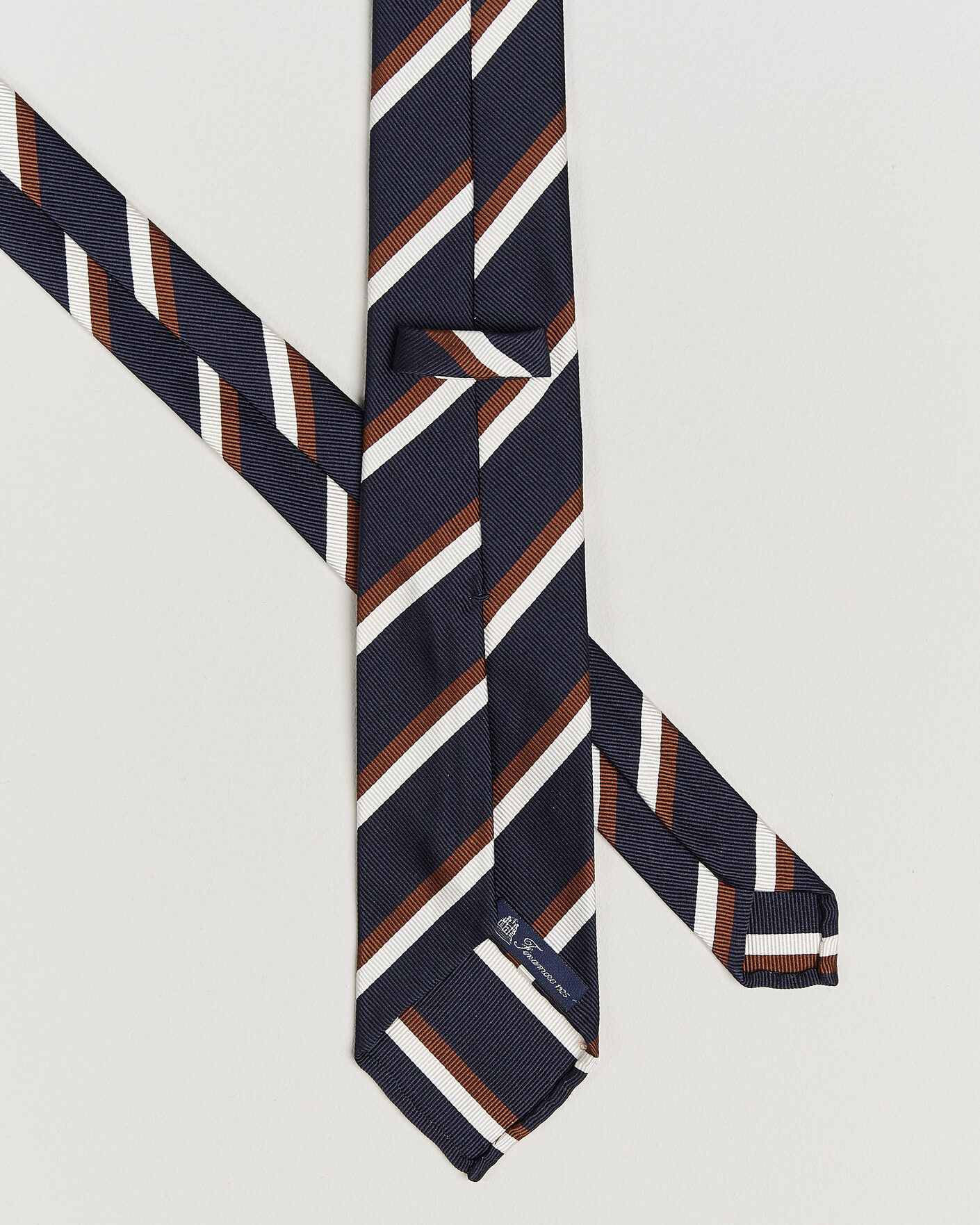 Homme | Cravates | Finamore Napoli | Regimental Stripe Silk Tie Navy/Brown