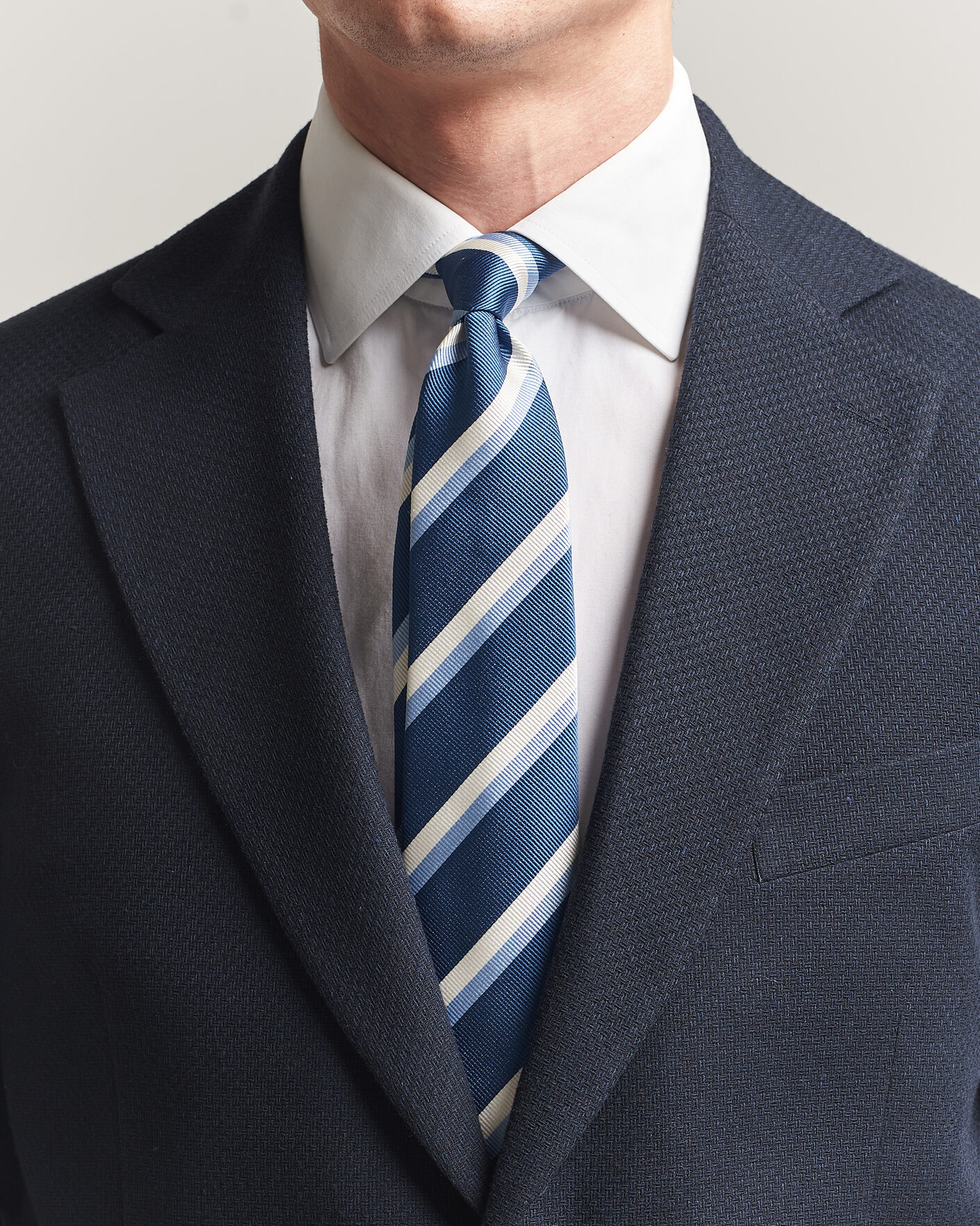Homme | Cravates | Finamore Napoli | Regimental Stripe Silk Tie Blue/White