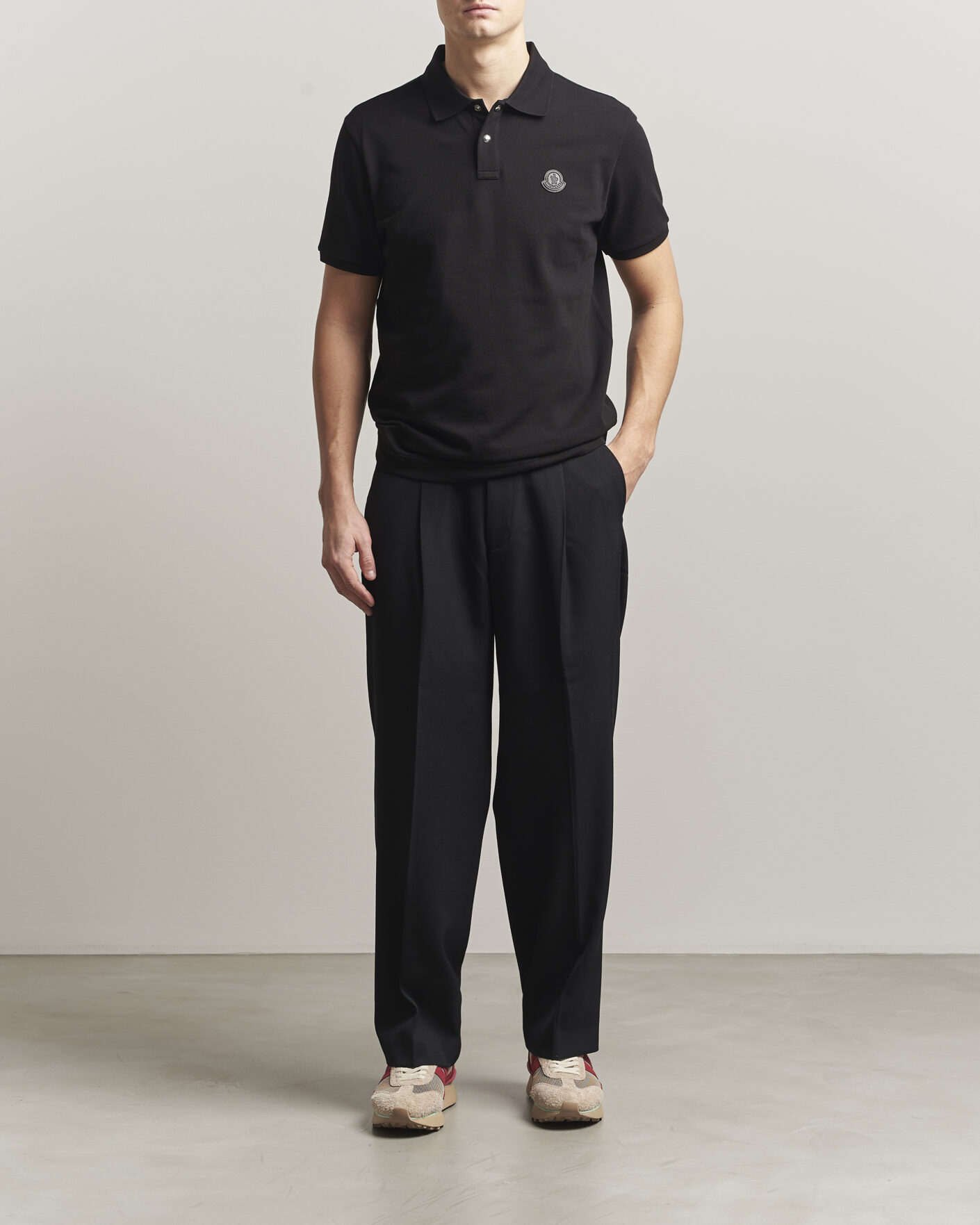 Homme | Polos | Moncler | Luxury Logo Polo Black