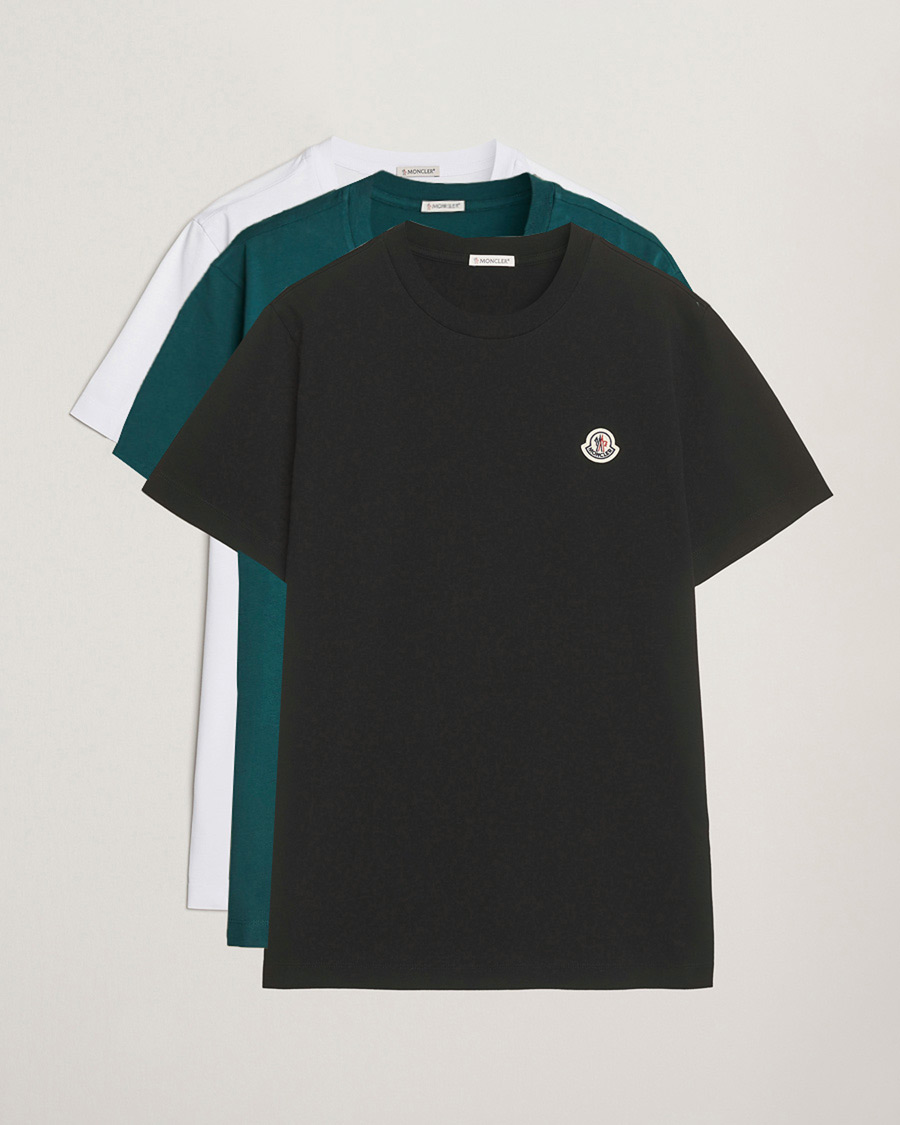 Homme | T-shirts | Moncler | 3-Pack Logo T-Shirts Black/White/Green