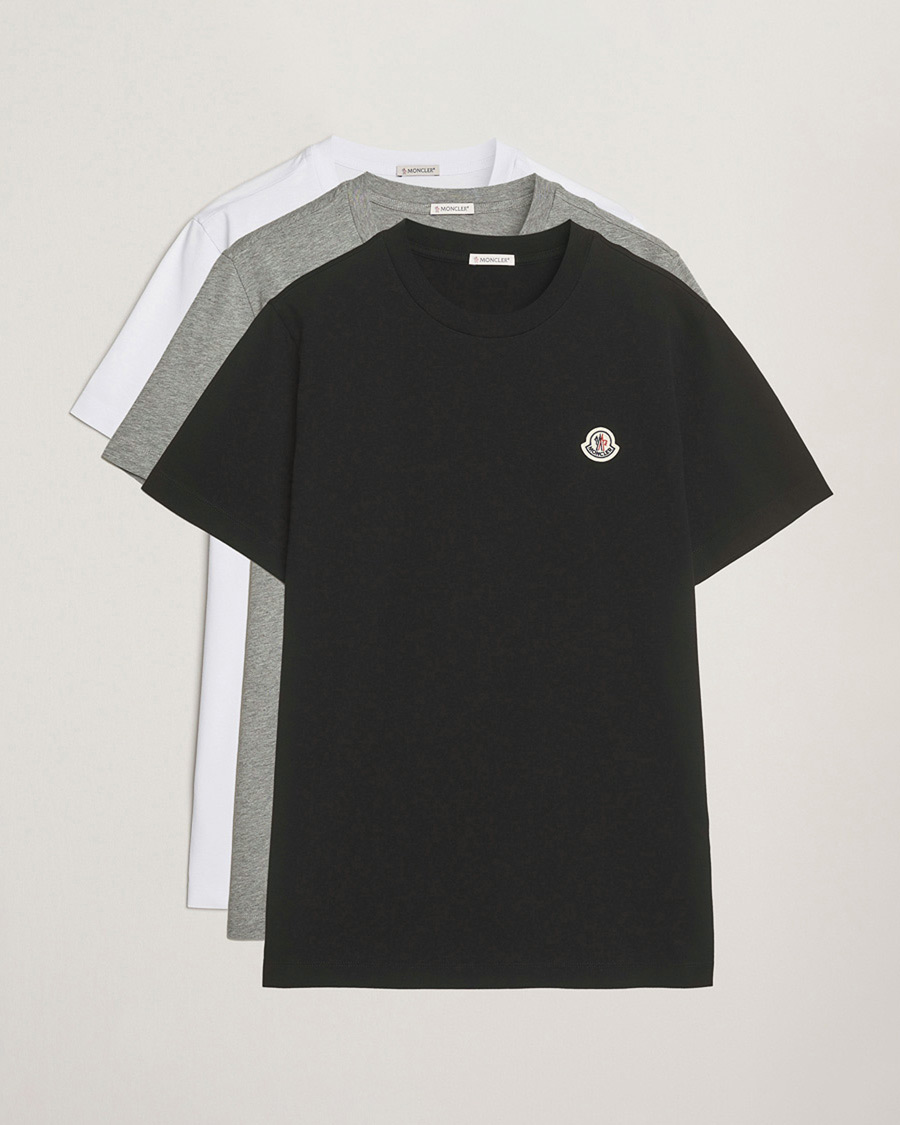 Homme | T-shirts | Moncler | 3-Pack Logo T-Shirts Black/White/Grey