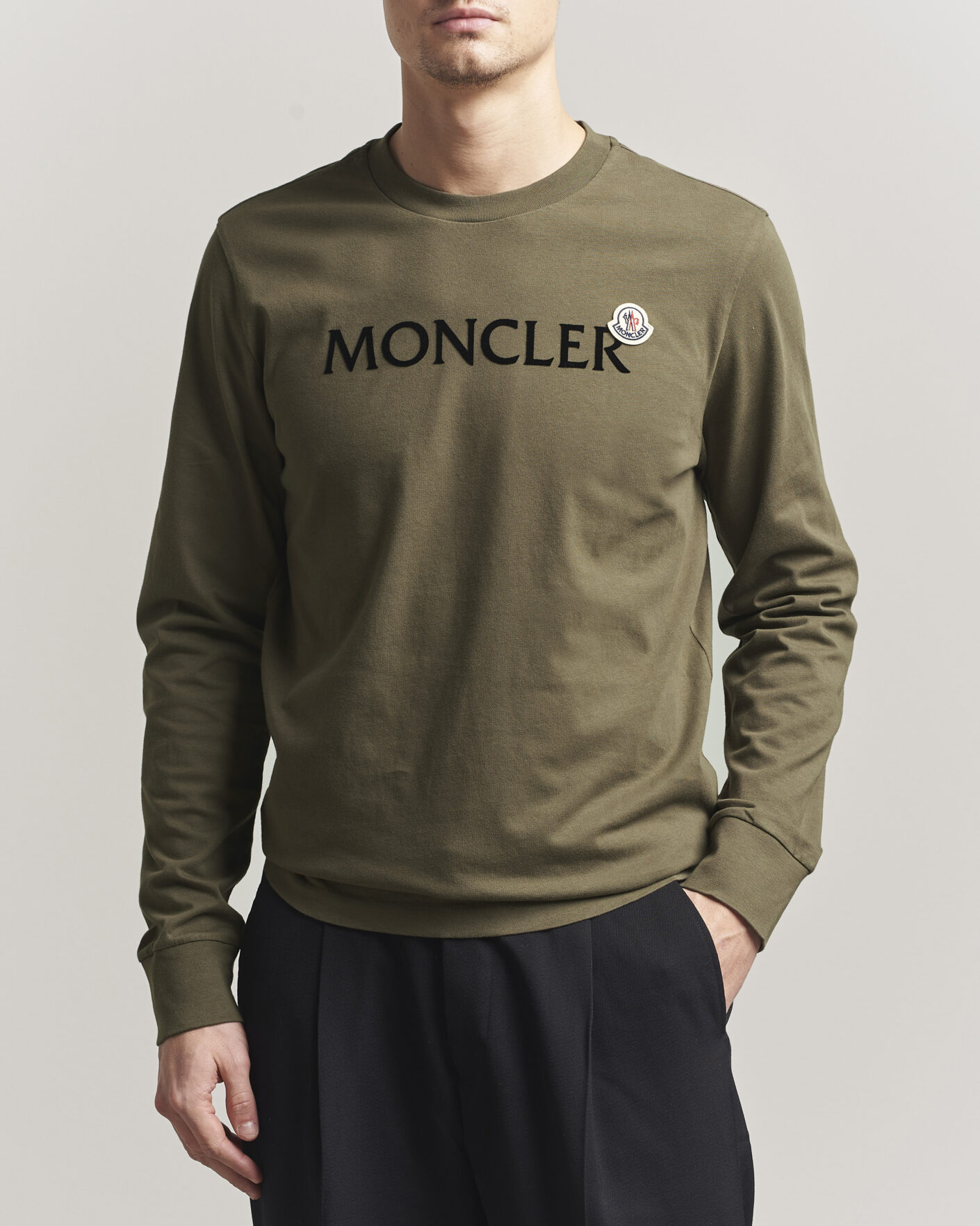 Homme | T-shirts | Moncler | Lettering Logo Long Sleeve T-Shirt Desert