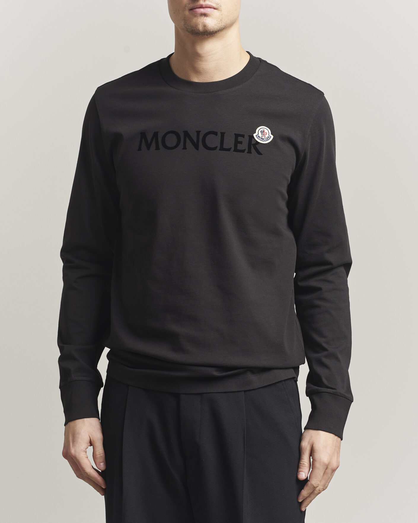 Homme | T-shirts | Moncler | Lettering Logo Long Sleeve T-Shirt Black