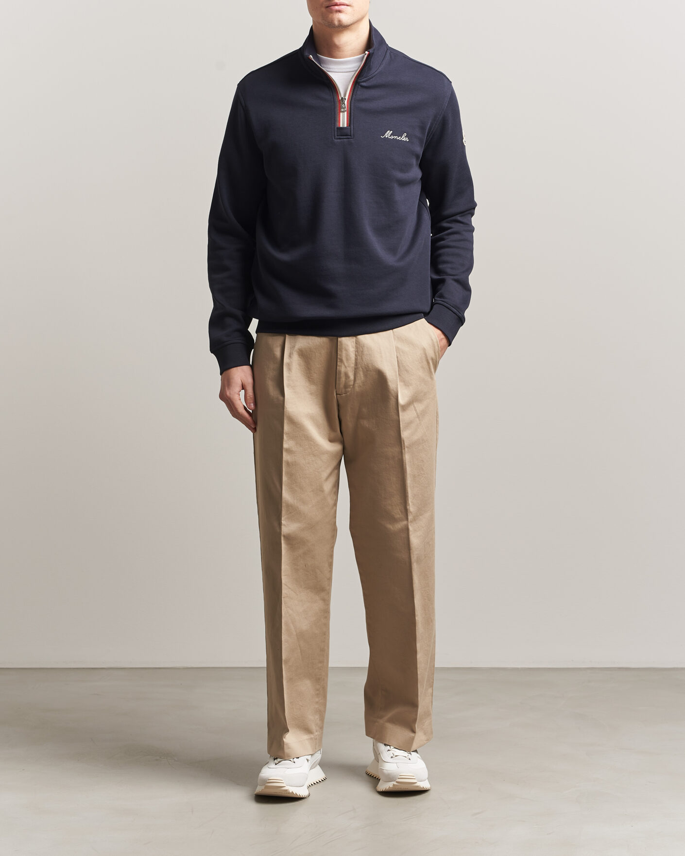 Homme | Pulls Et Tricots | Moncler | Signature Logo Half Zip Navy